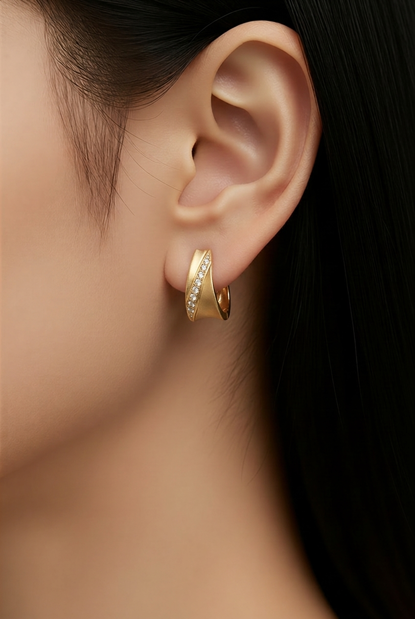 2606 secondhand K18 earrings D0.11ct×2 Total 6.0g