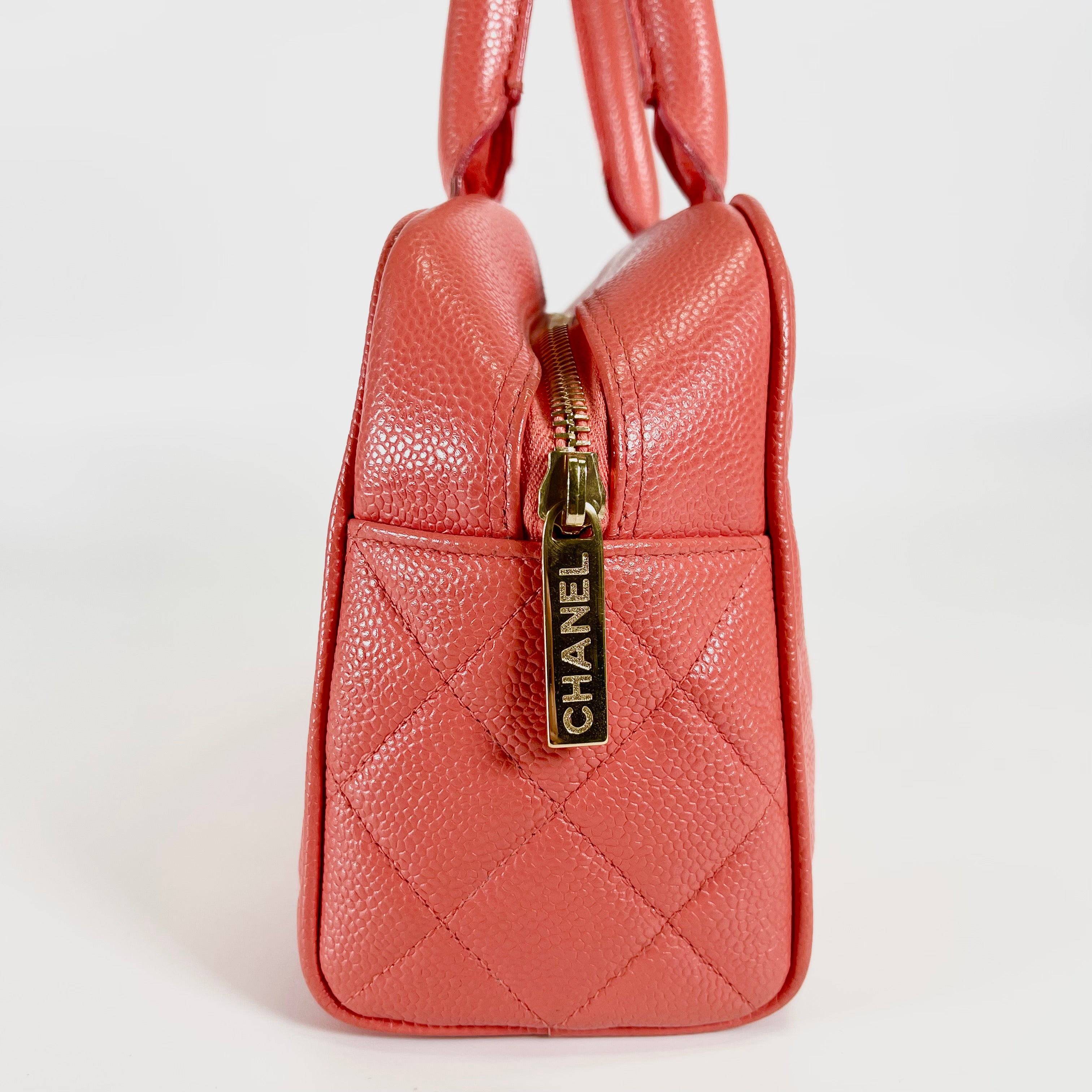 2601 secondhand CHANEL hand bag caviar skin orange