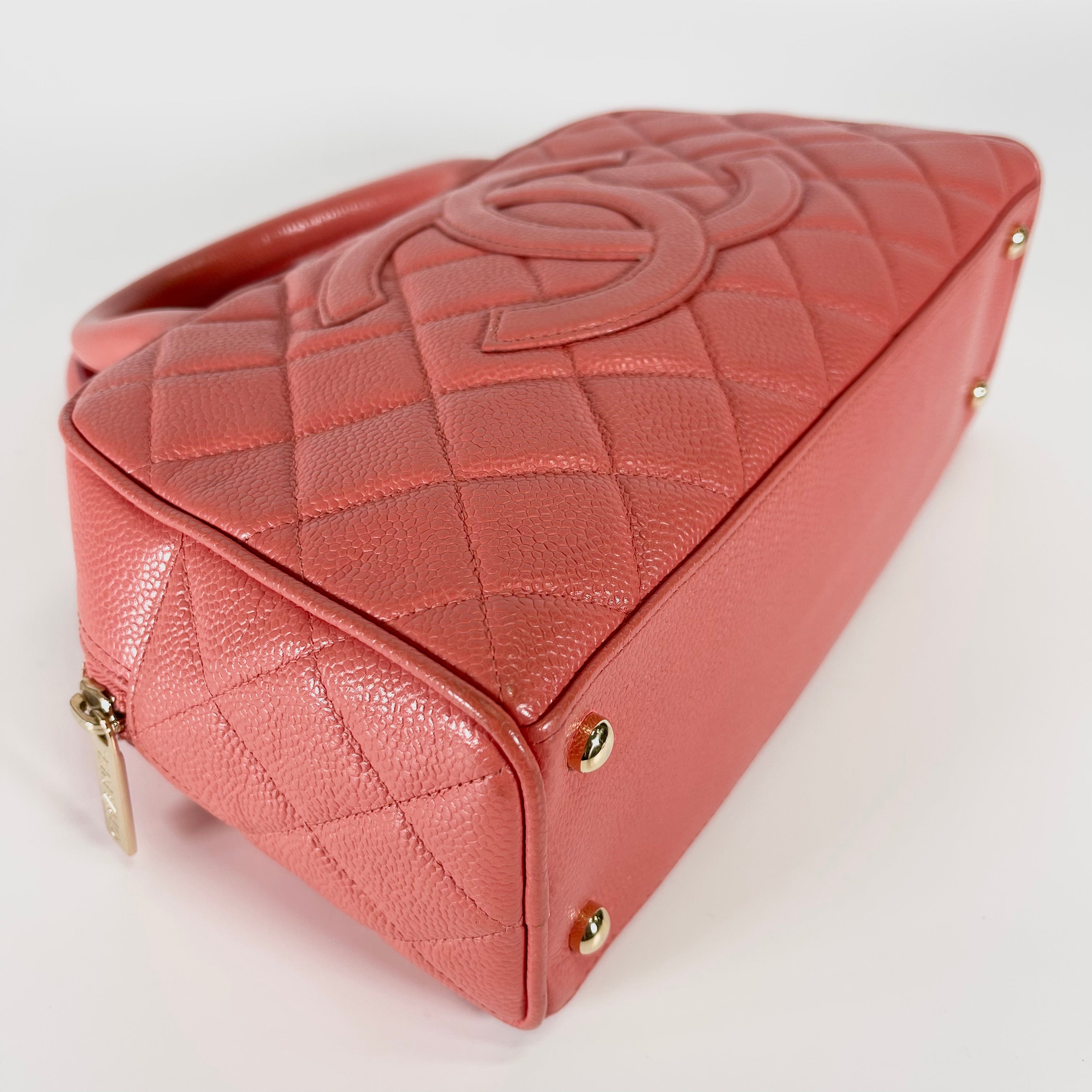 2601 secondhand CHANEL hand bag caviar skin orange
