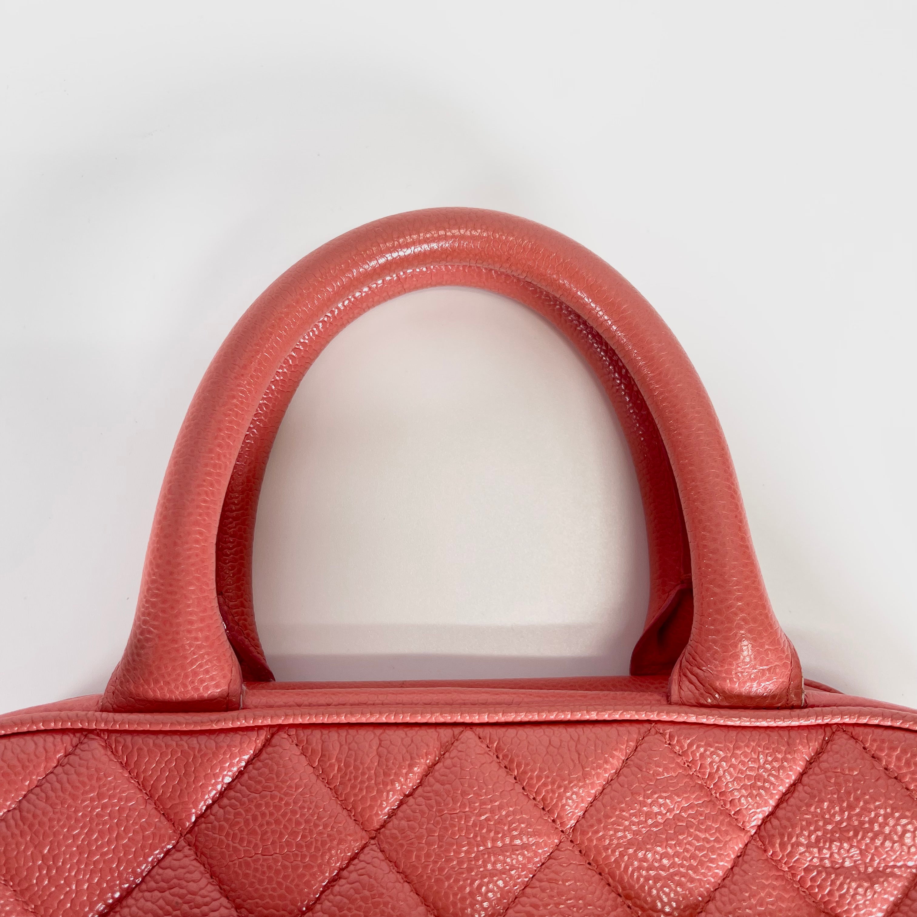 2601 secondhand CHANEL hand bag caviar skin orange