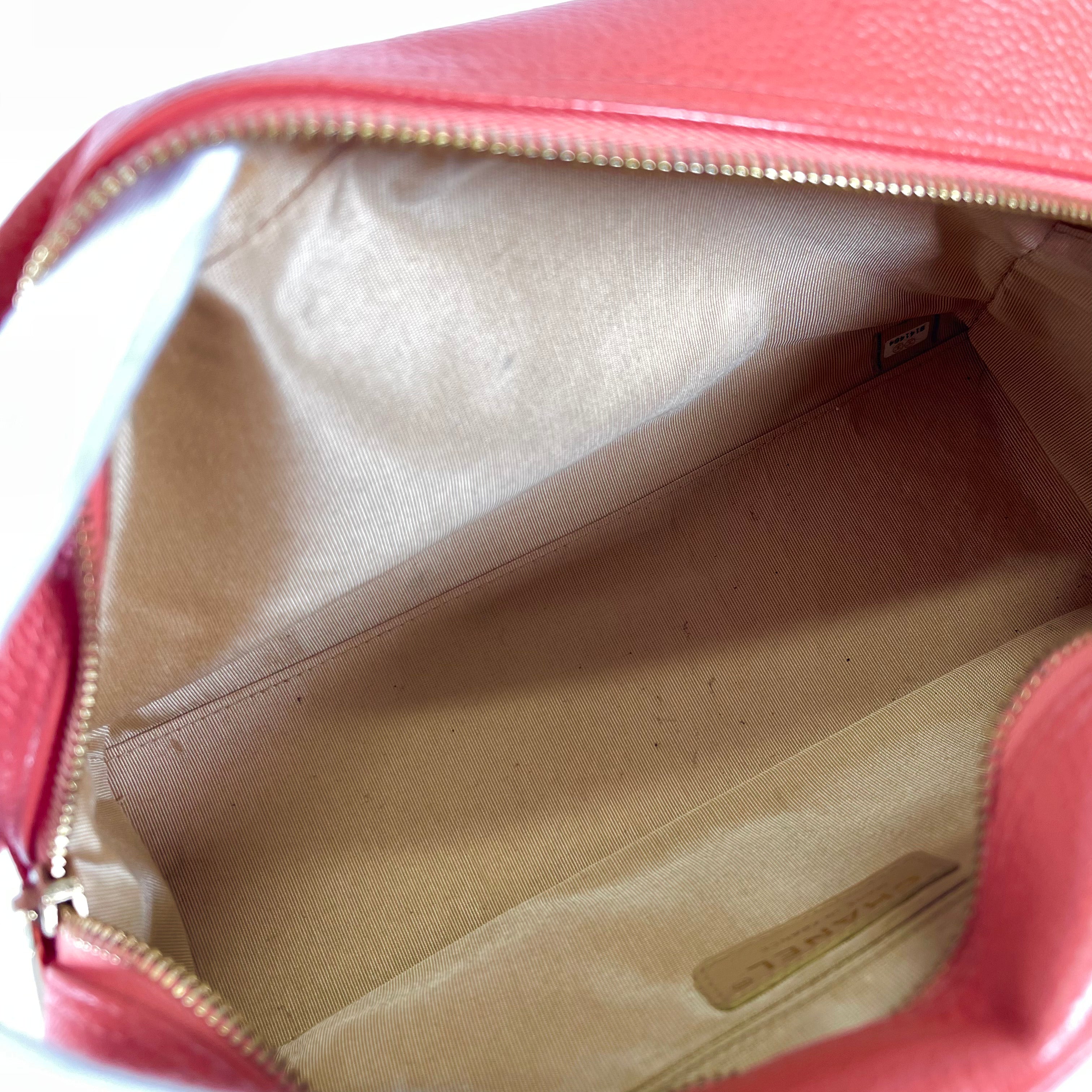 2601 secondhand CHANEL hand bag caviar skin orange