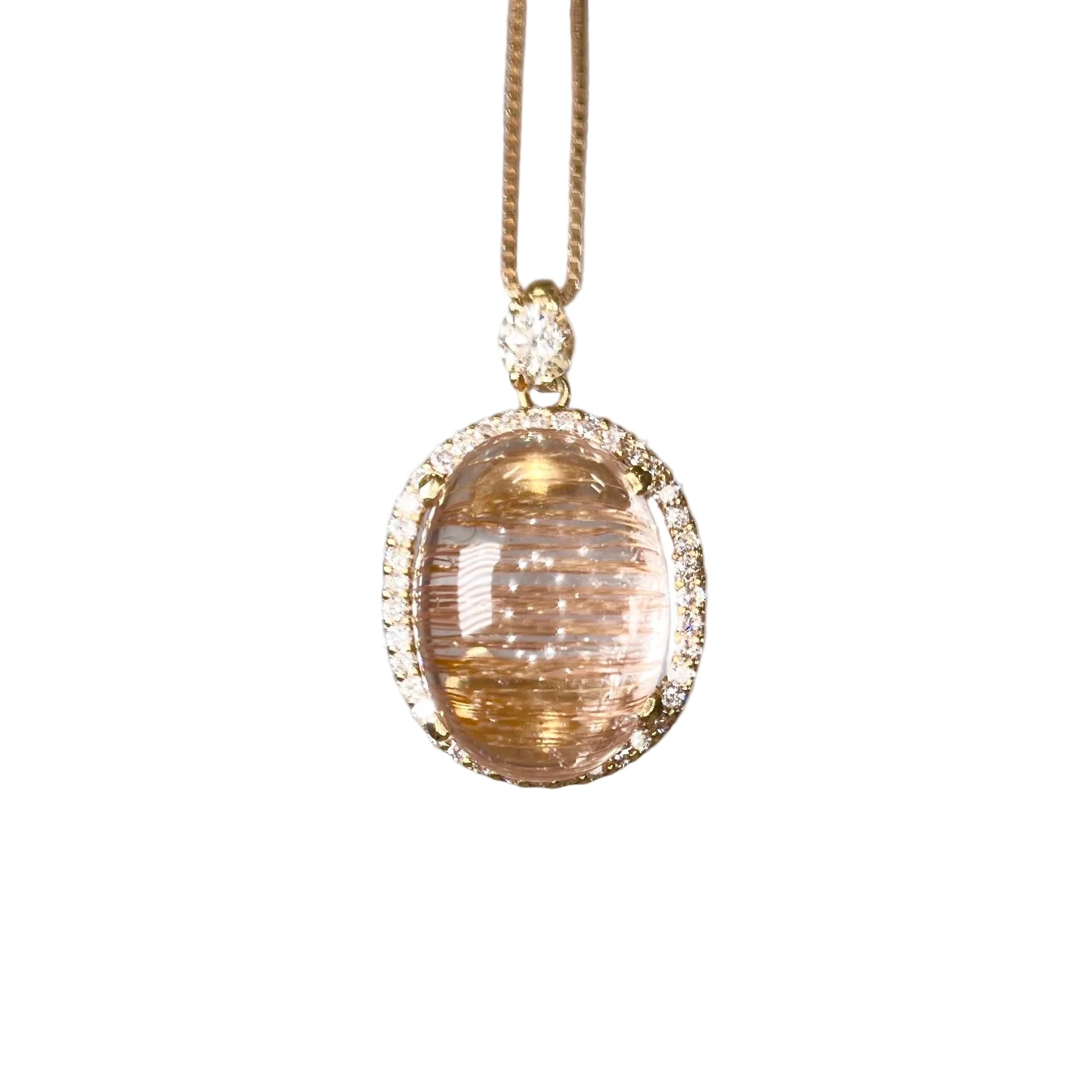 2601 necklace Rutilated Quartz 9.12ct/D0.40ct 5.4g