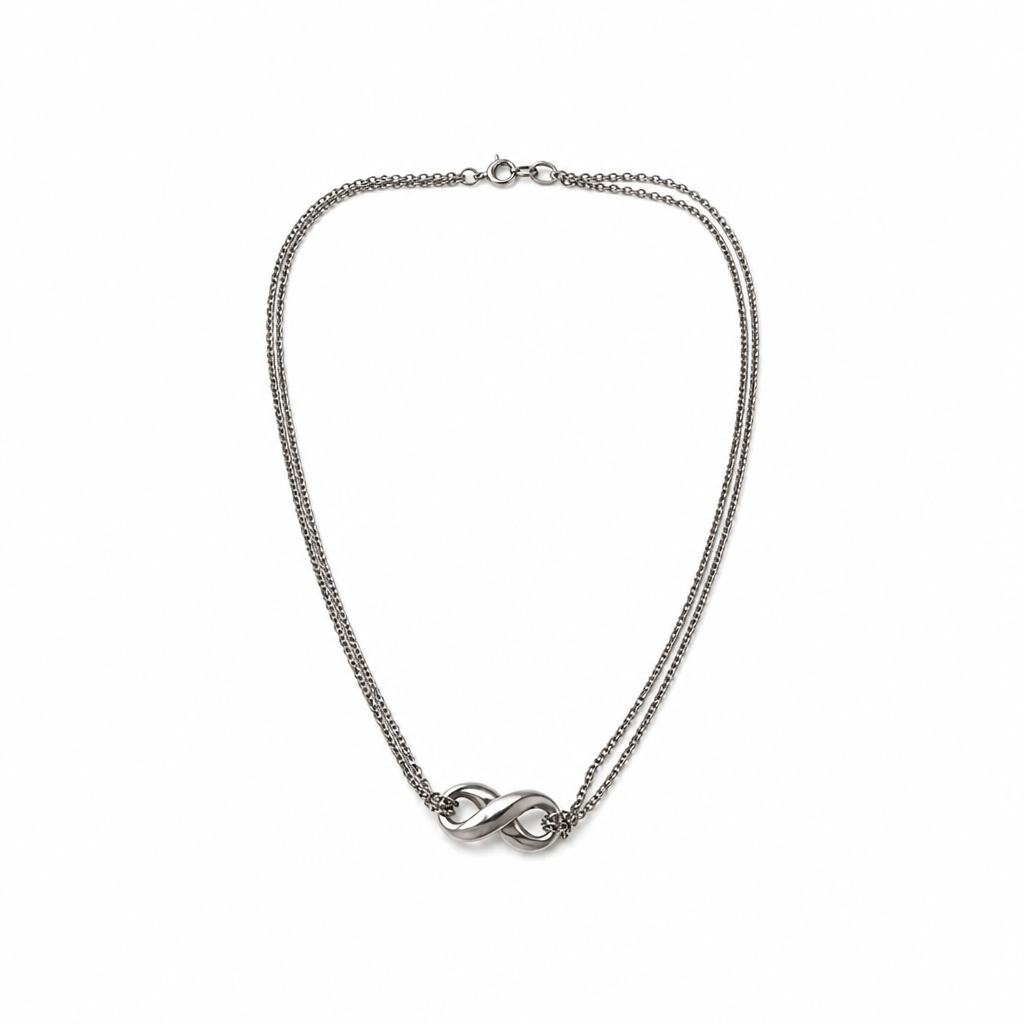 2605 secondhand TIFFANY&Co Return To double heart tag necklace 925× shell 7.0g Silver