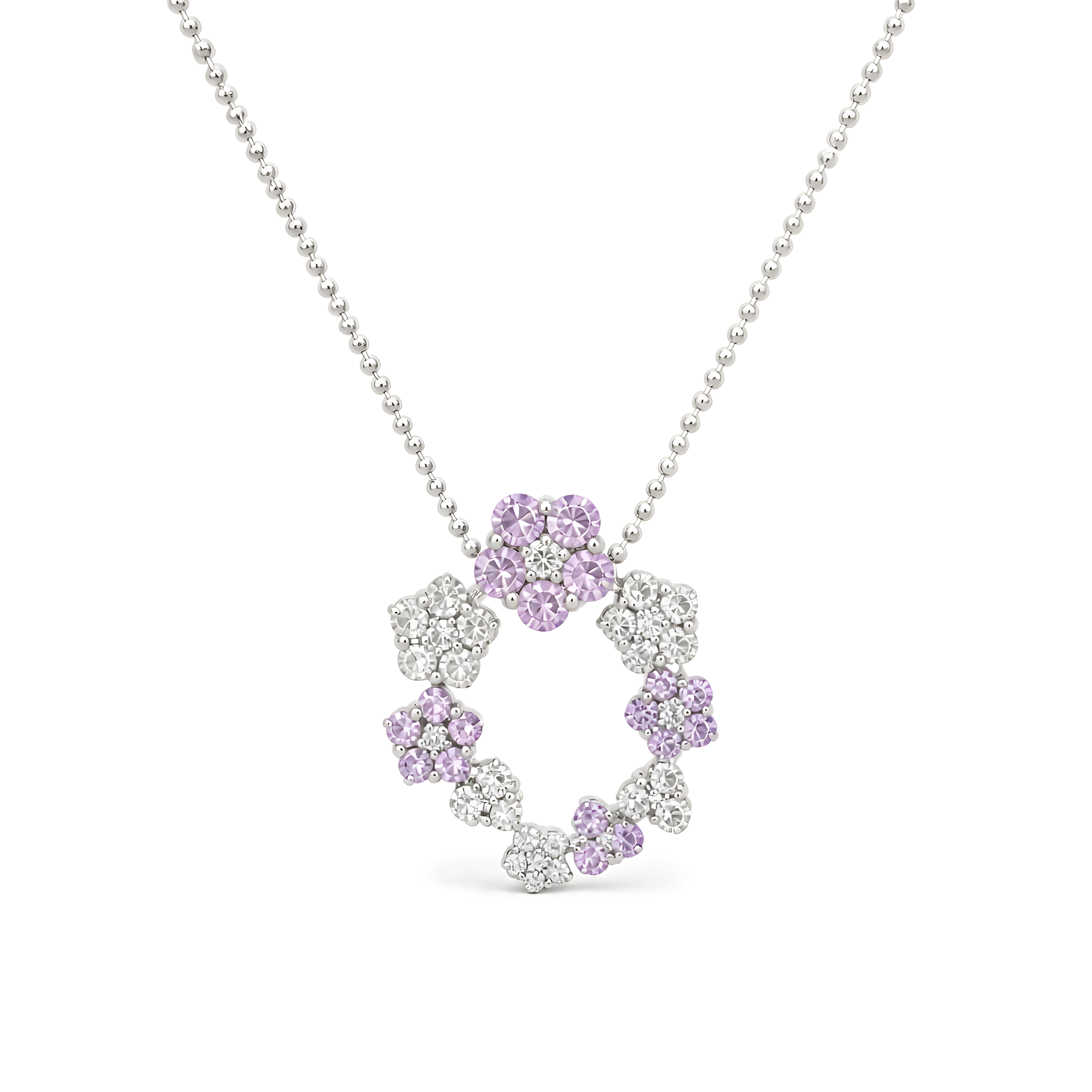 2605 secondhand K18WG necklace pink S1.1/D0.83ct　8.84g　44㎝