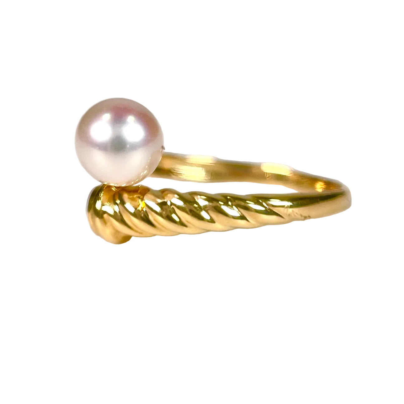 2602 K18YG Ring pearl 6mm/ruby 3.2g#12