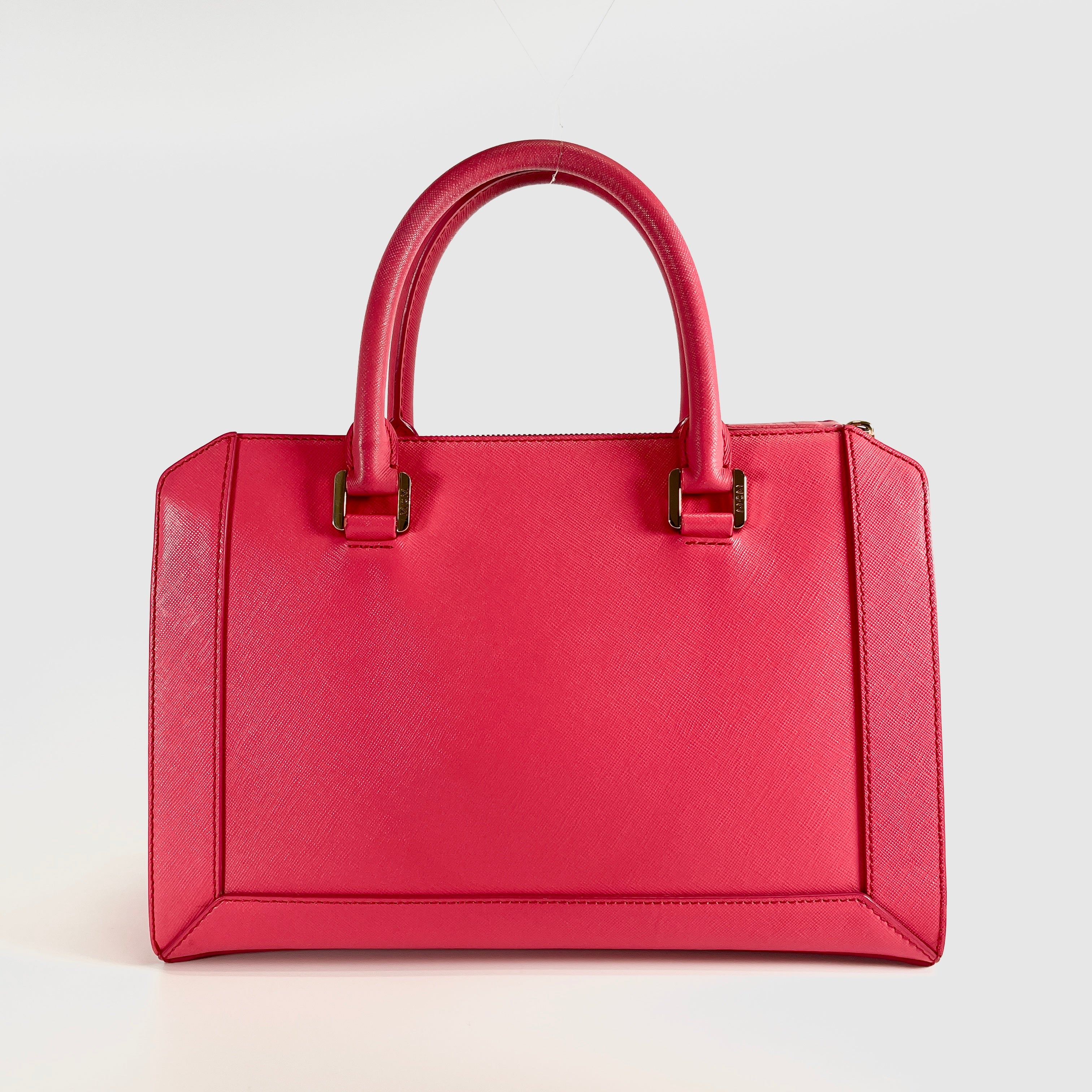 2605 secondhand MCM leather 2WAY hand bag pink