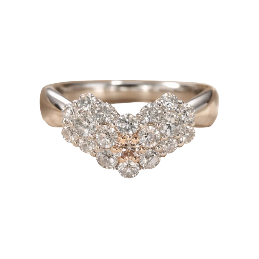 2604 Pt900/K18 Ring FD0.08ct/0.92ct 8g