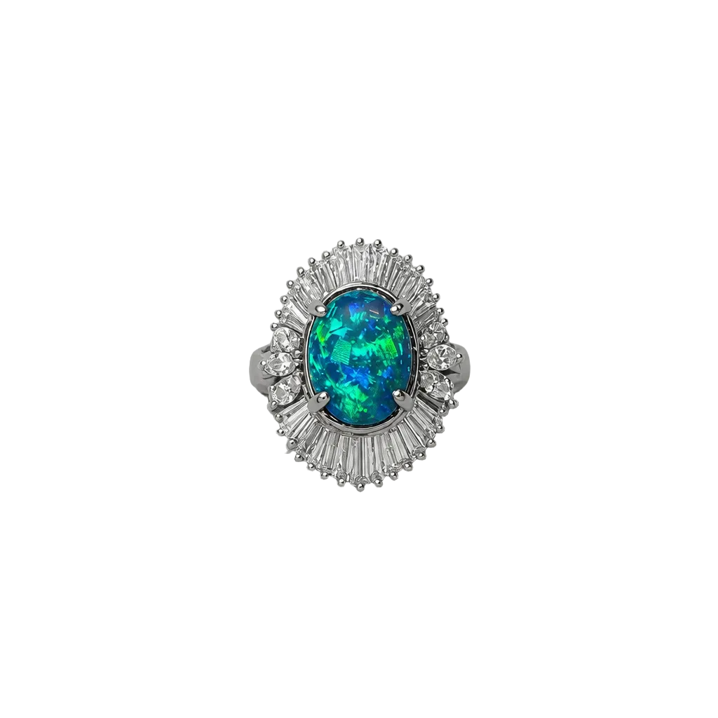 2607 secondhand Pt900 ring BK Opal 5.84ct D 1.69ct Total 10.74g