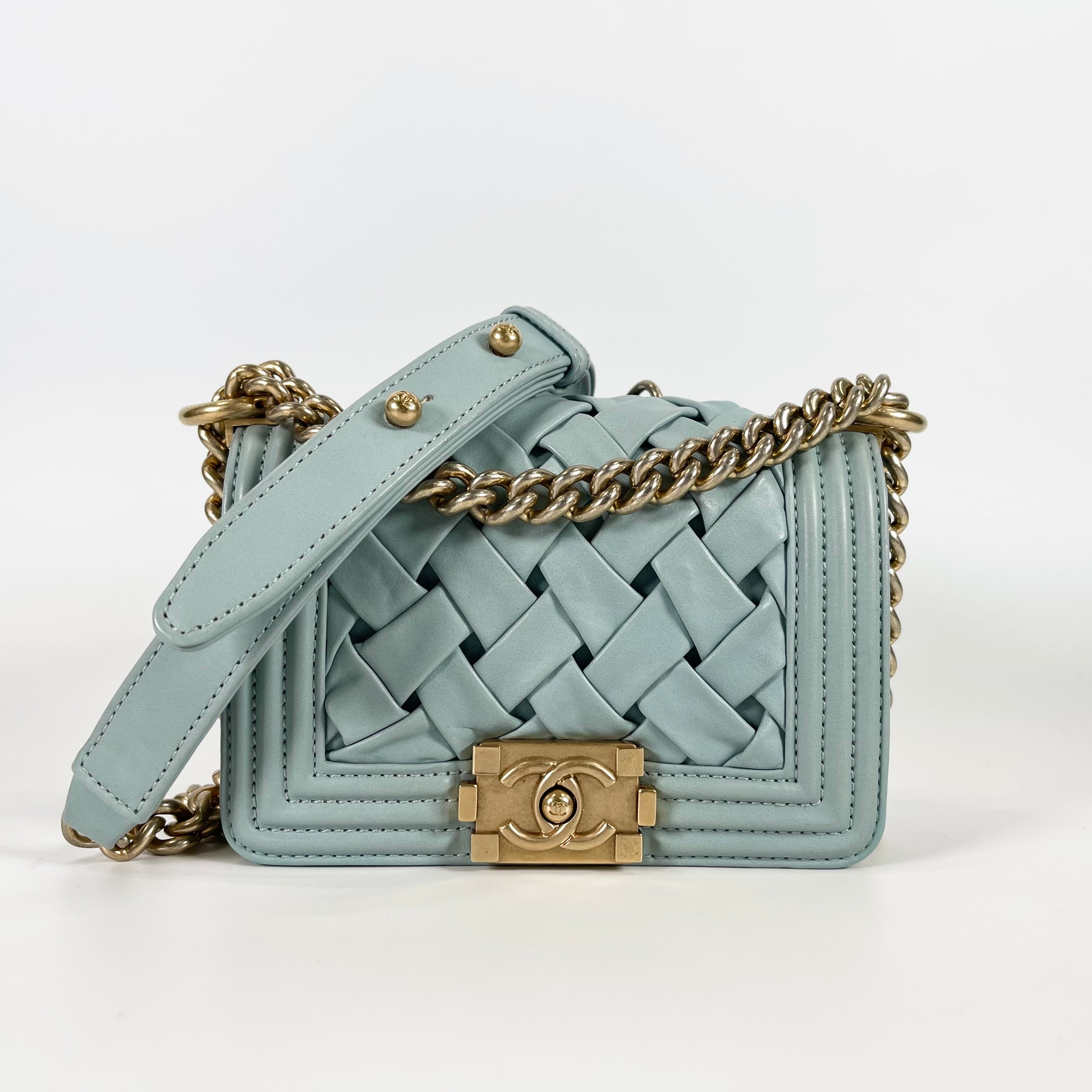 2602 secondhand CHANEL Boy mini light blue
