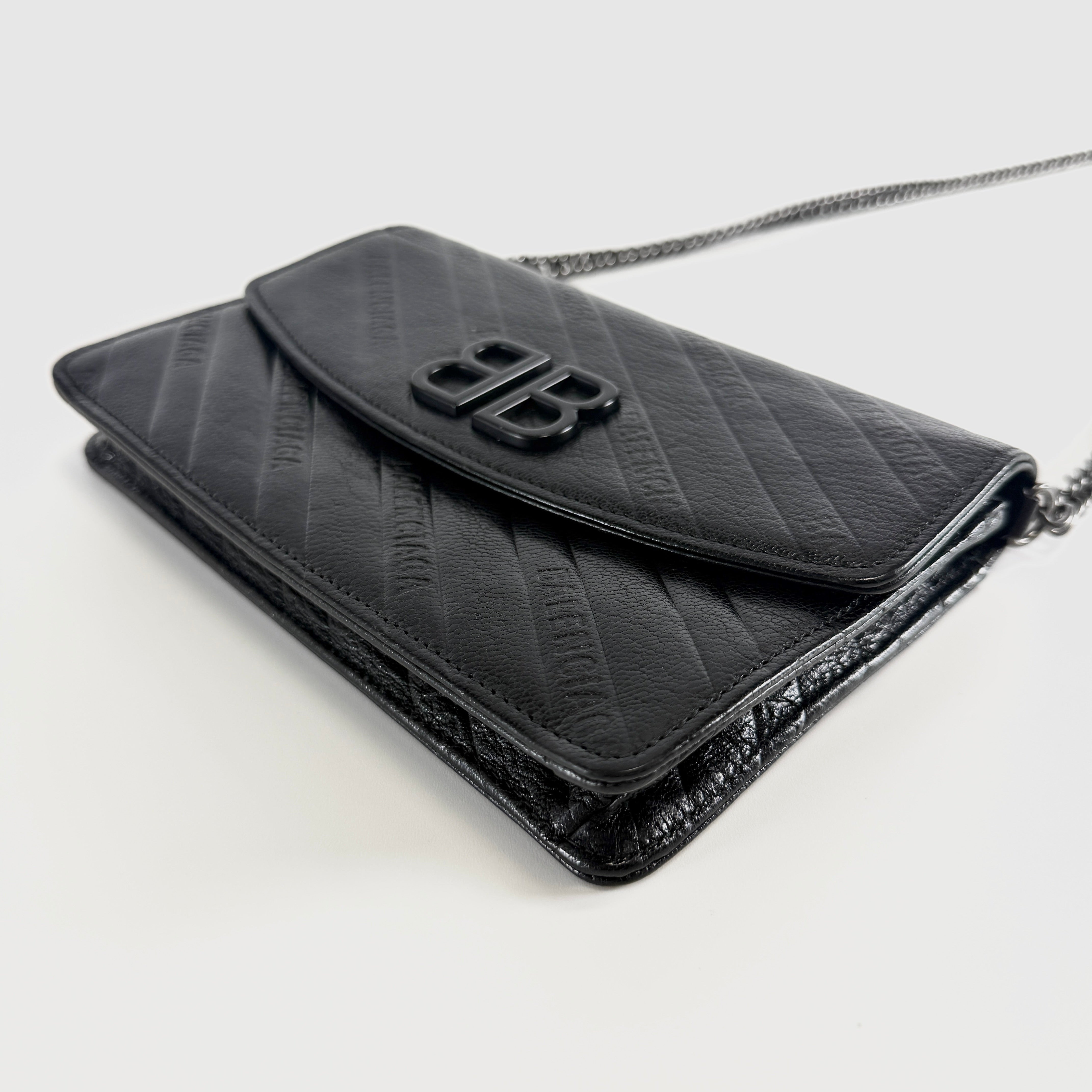 2607 secondhand BALENCIAGA BB leather Chain Shoulder Bag black 561507