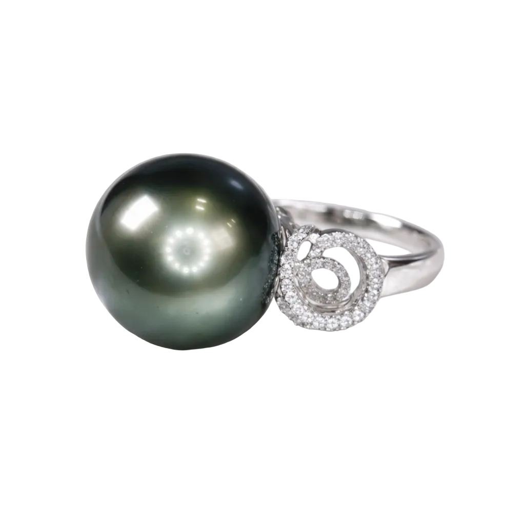 2605 secondhand 18K black Pearl 16.4㎜/D0.34ct　11.3g　#13