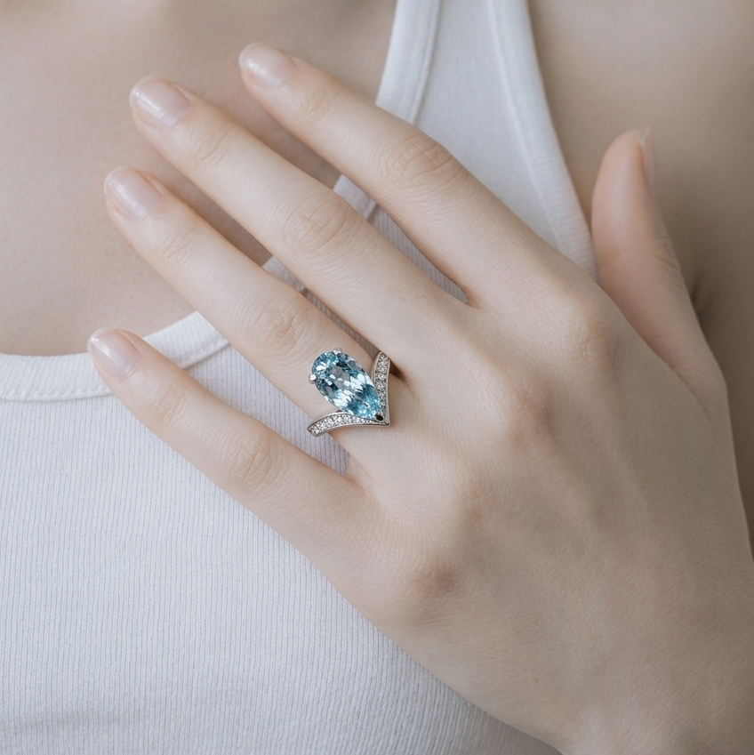 2605 secondhand Pt900 ring AQ3.41/D0.14ct 7.3g #9