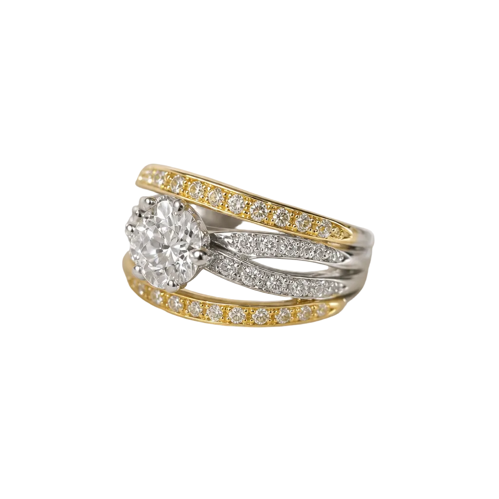 2605 secondhand Pt900/K18 ring D1.020ct 7.5g #14