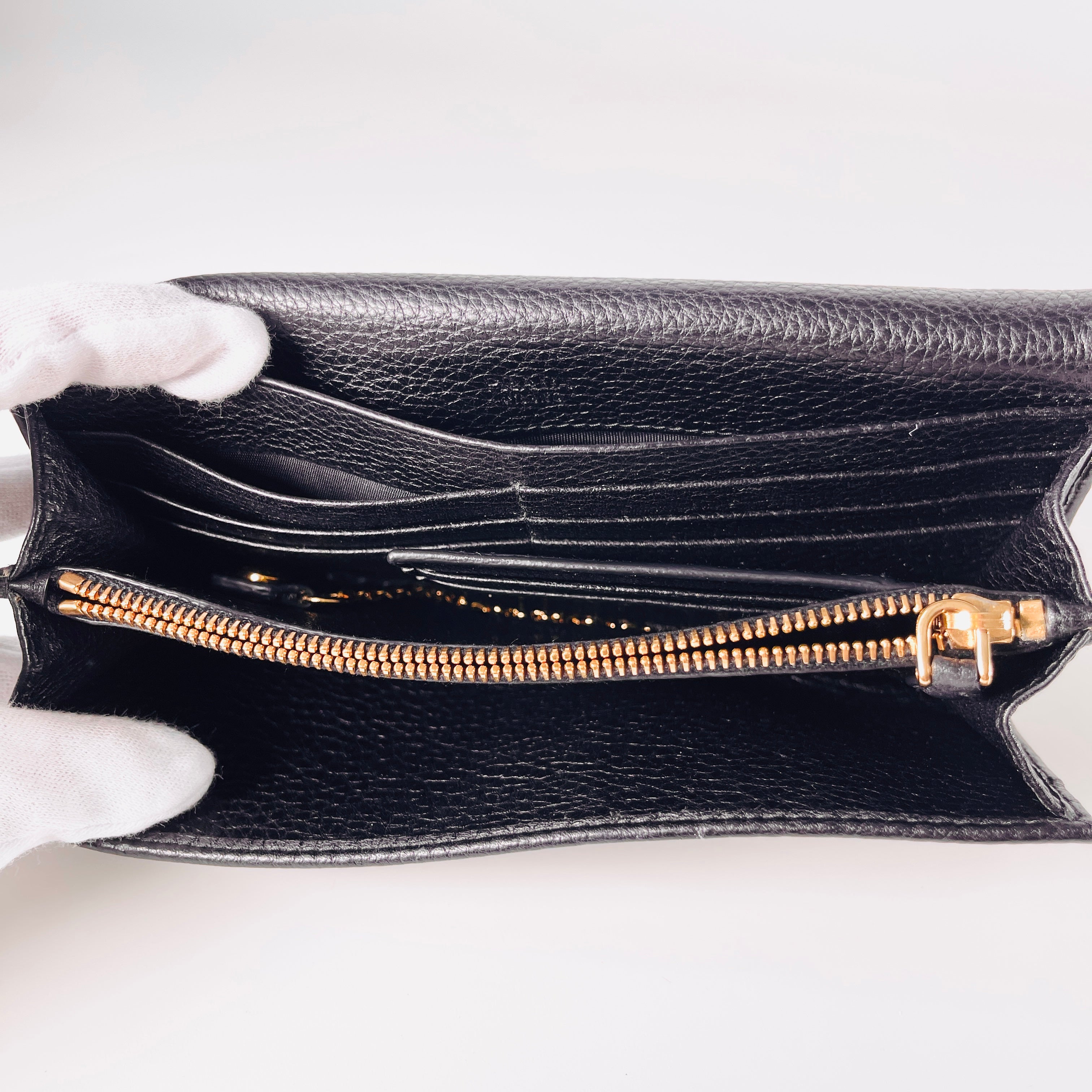 2605 secondhand PRADA 1MH132 leather Long Wallet black