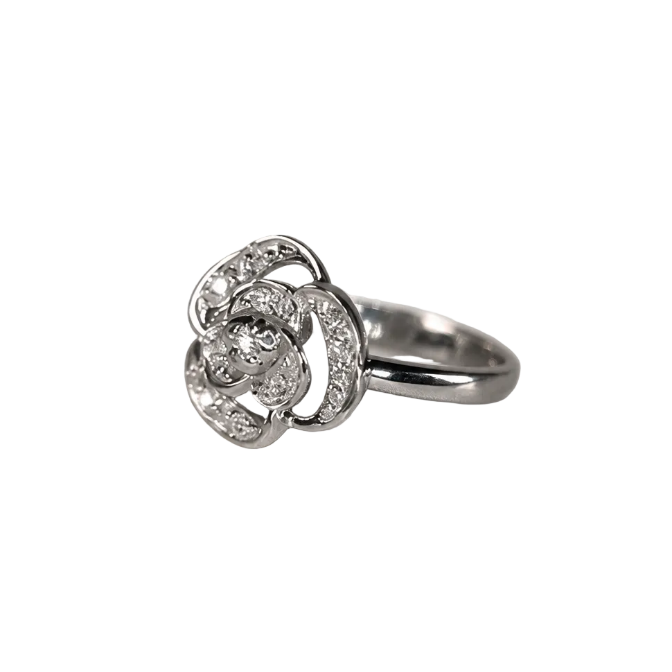 2605 secondhand K18WG Rose ring D0.13ct 2.5g #13