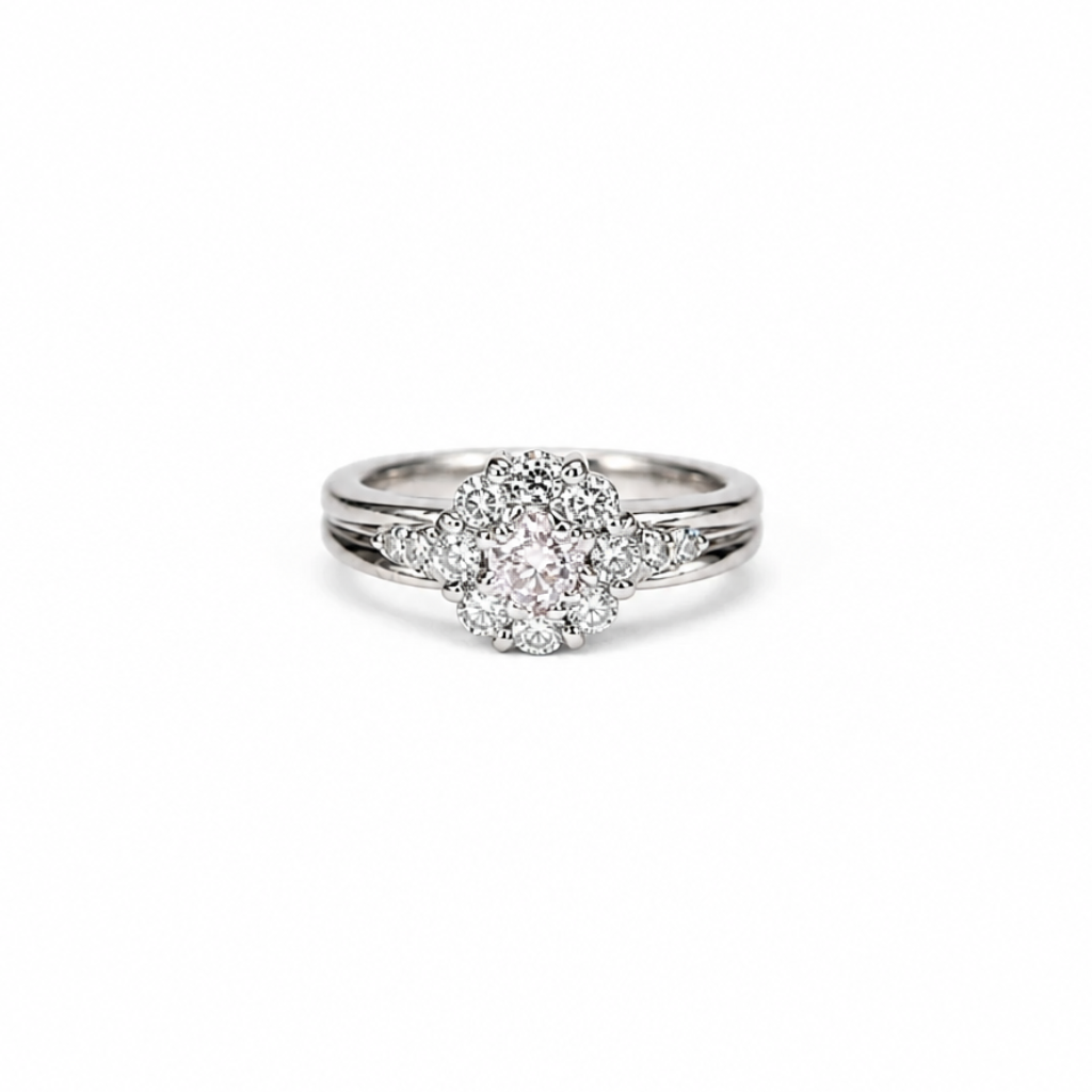 2605 secondhand Pt900 ring pink D0.11/D0.51ct 6.9g #11