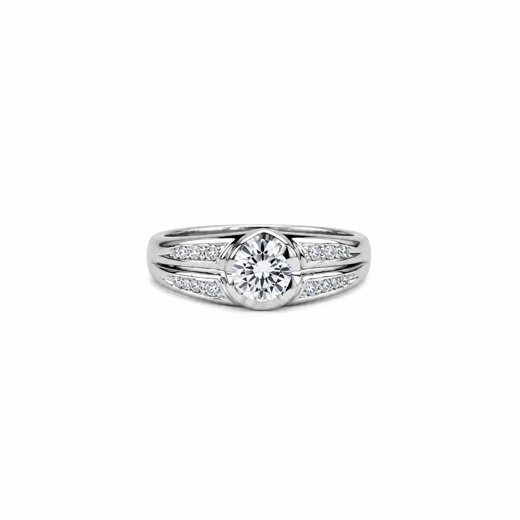 2605 secondhand Pt900 ring D0.22/0.08ct 7.6g #15.5