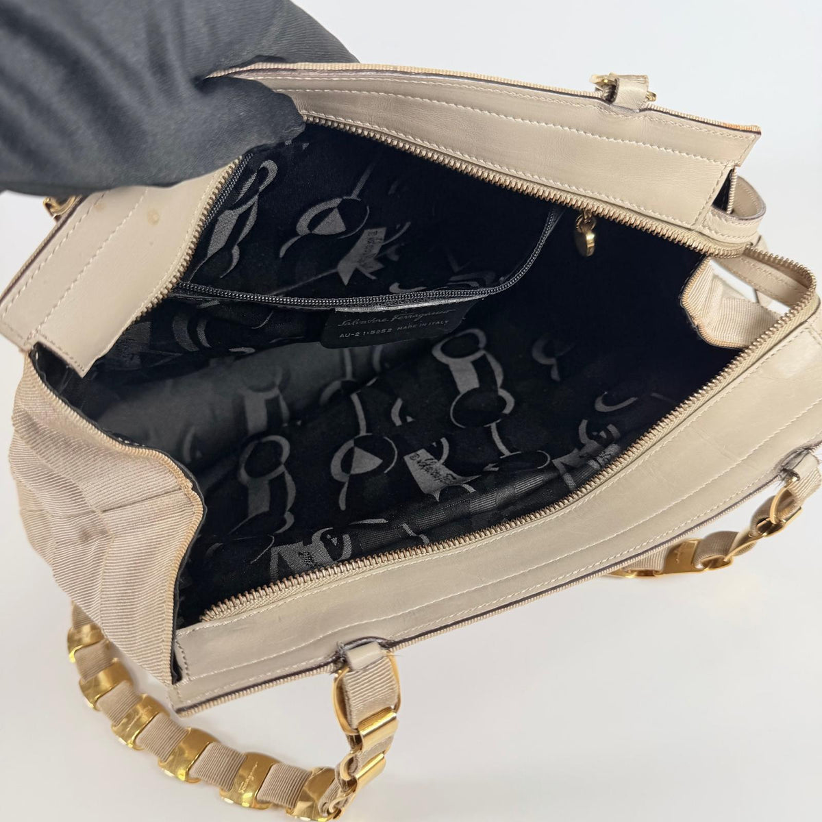 Used Tote Bag Tiered Grosgrain Chain Tote