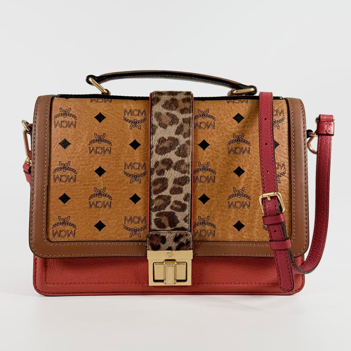 Used Handbag Leopard print Visetos satchel