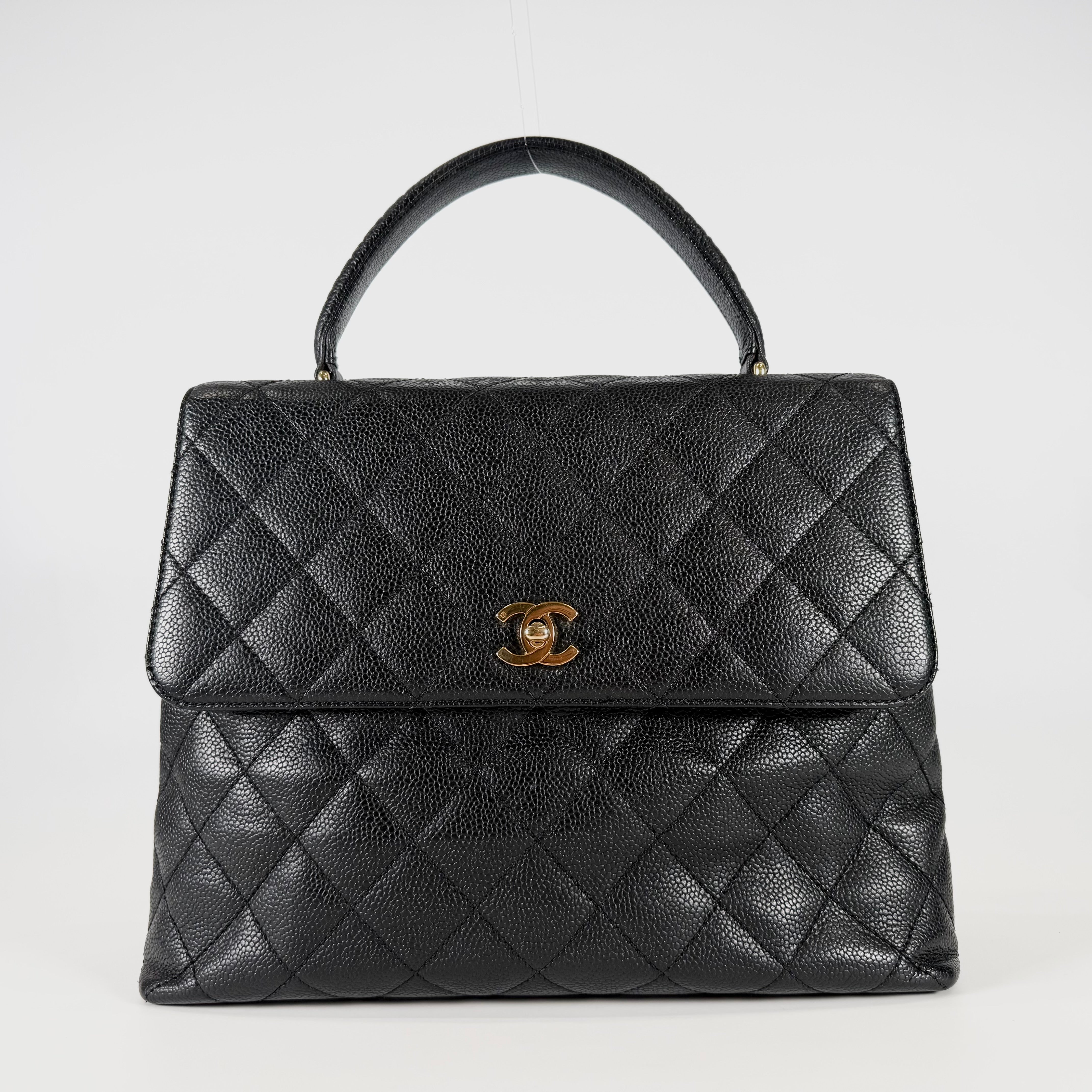 2604 secondhand CHANEL caviar skin hand black × gold