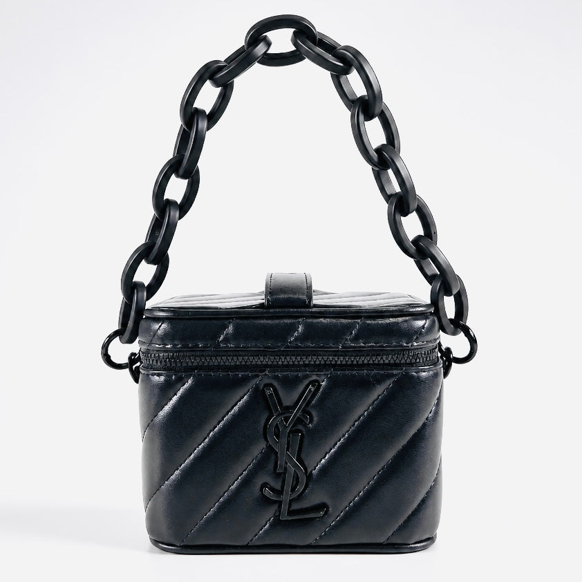 2608 secondhand SAINT LAURENT Vanity bag YSL quilting 2WAY BEAUTE line