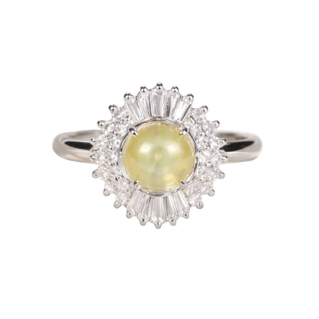 2605 secondhand Pt900 ring Cat’s Eye 1.06/D0.39ct　5.5g　#11