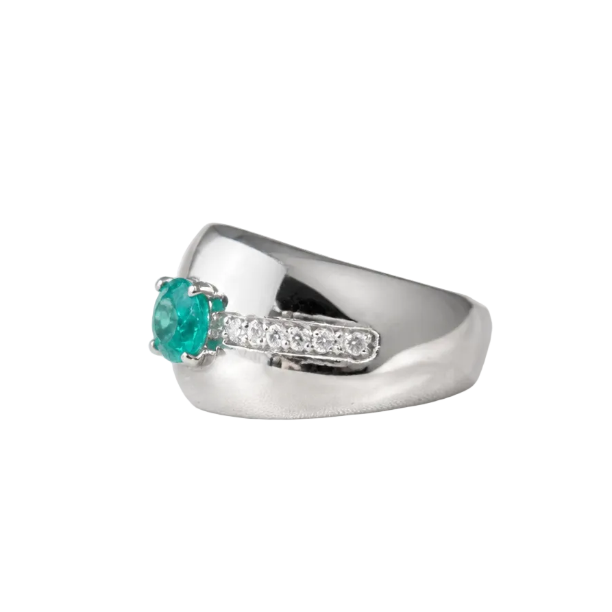 2606 secondhand Pt900 Paraiba Tourmaline 0.41ct/D0.18ct 7.84ｇ