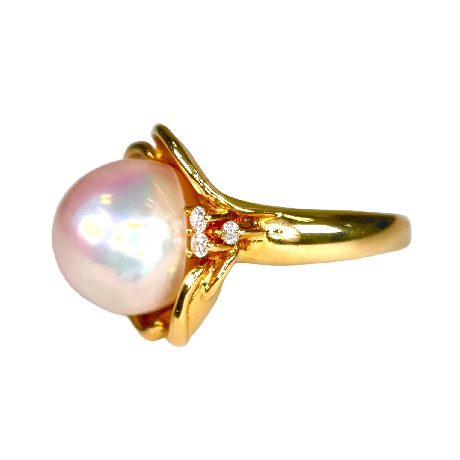 2602 secondhand ring K18 Pearl ct: ct:0.14 g:10.5 12mm