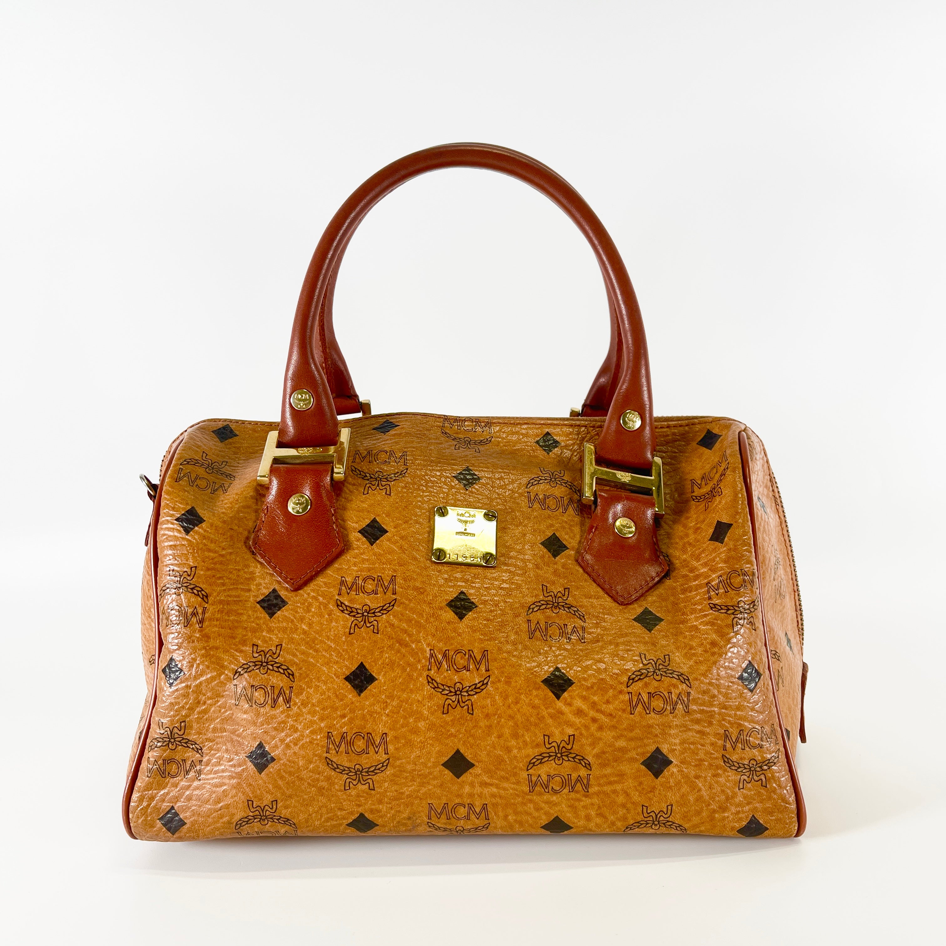 2605 secondhand MCM Visetos mini Boston bag