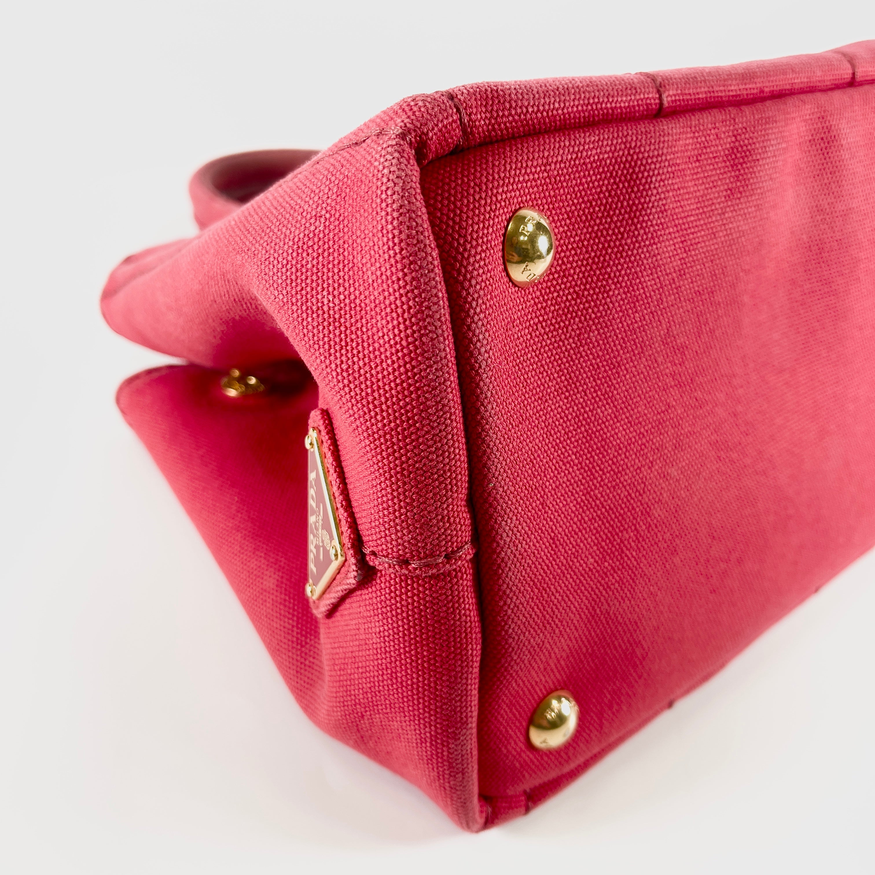 2512 secondhand  PRADA Canapa hand bag Red canvas