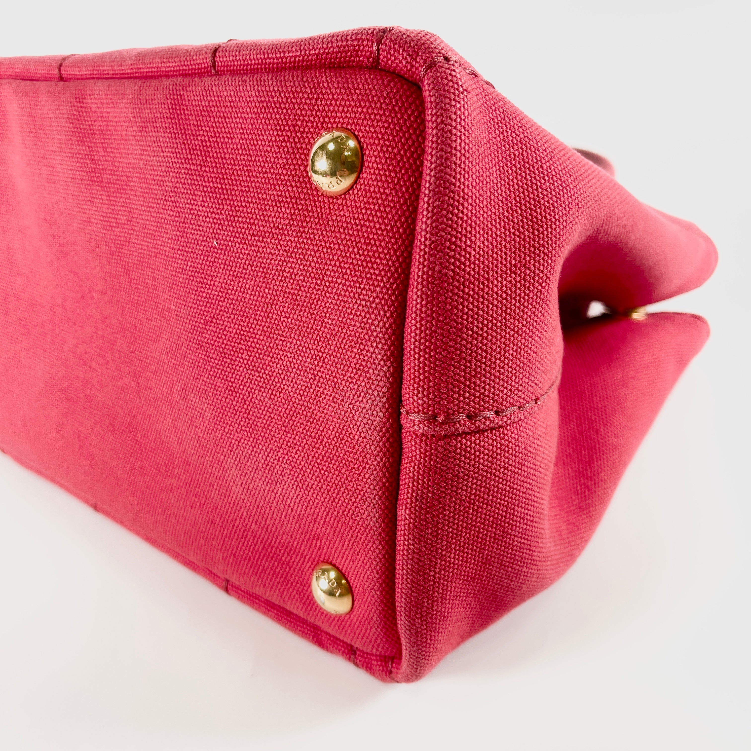 2512 secondhand  PRADA Canapa hand bag Red canvas