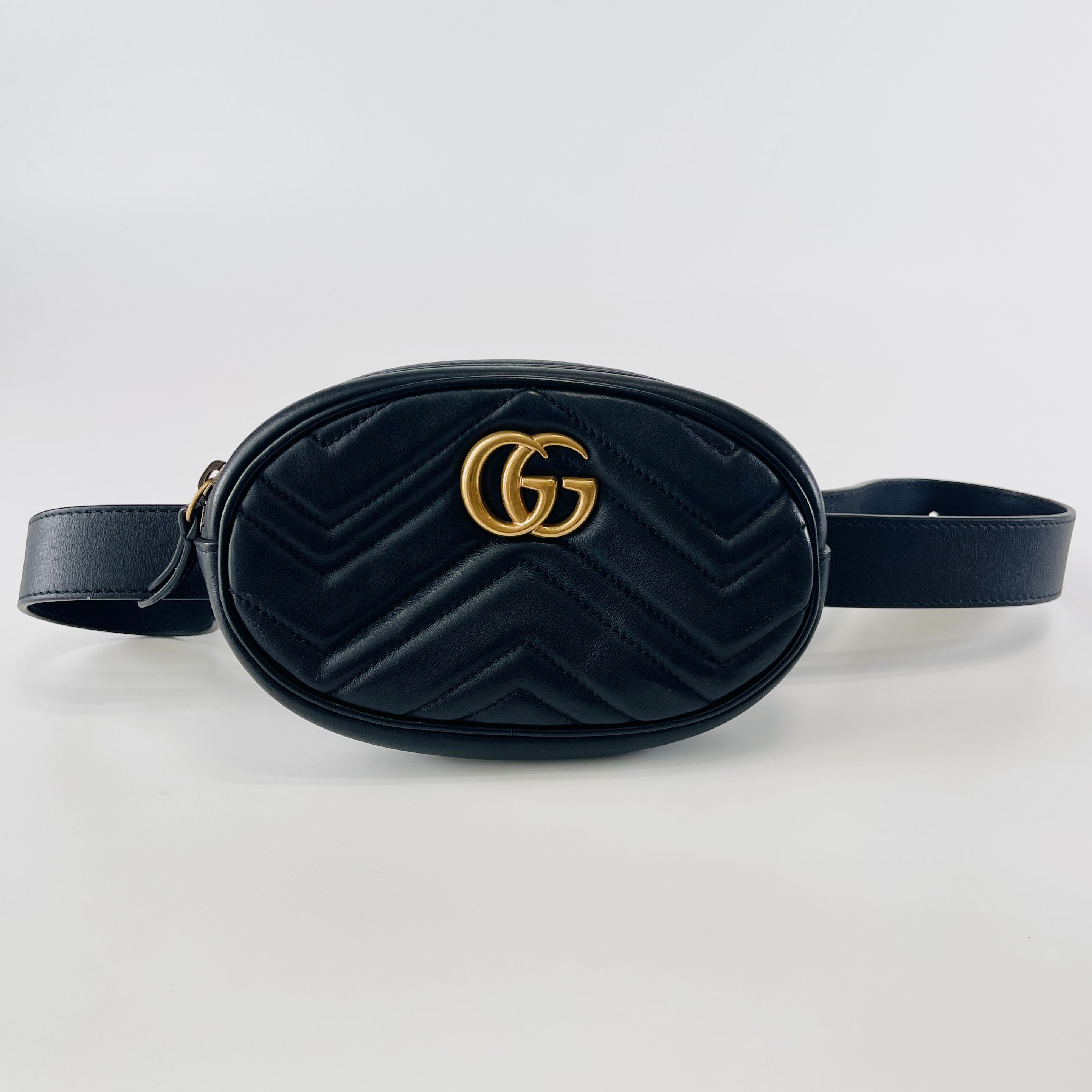 2604 secondhand GUCCI Shoulder bag Marmont quilting leather black