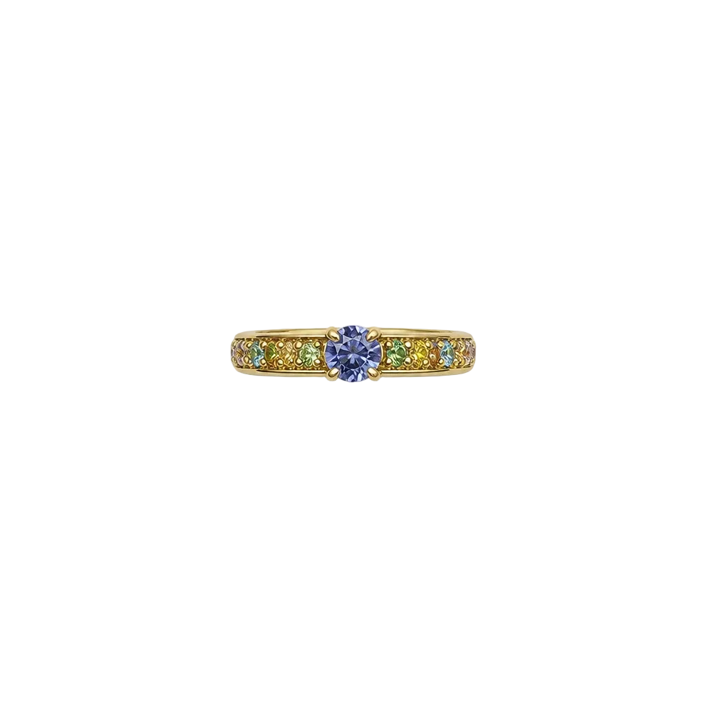 2606 secondhand K18 ring multicolor stones Total 2.0g