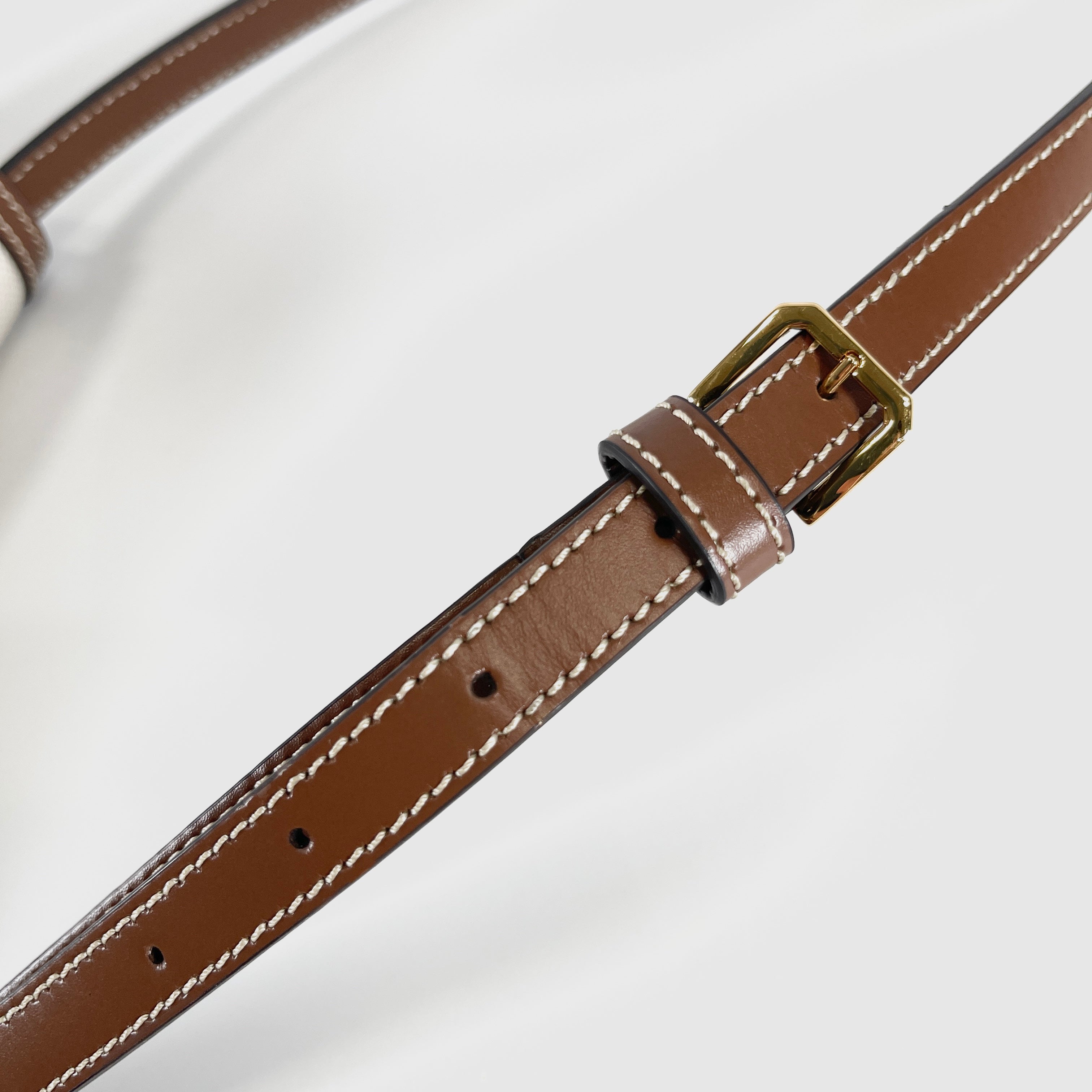 BURBERRY Small Two-Tone Canvas and Leather TB Bag