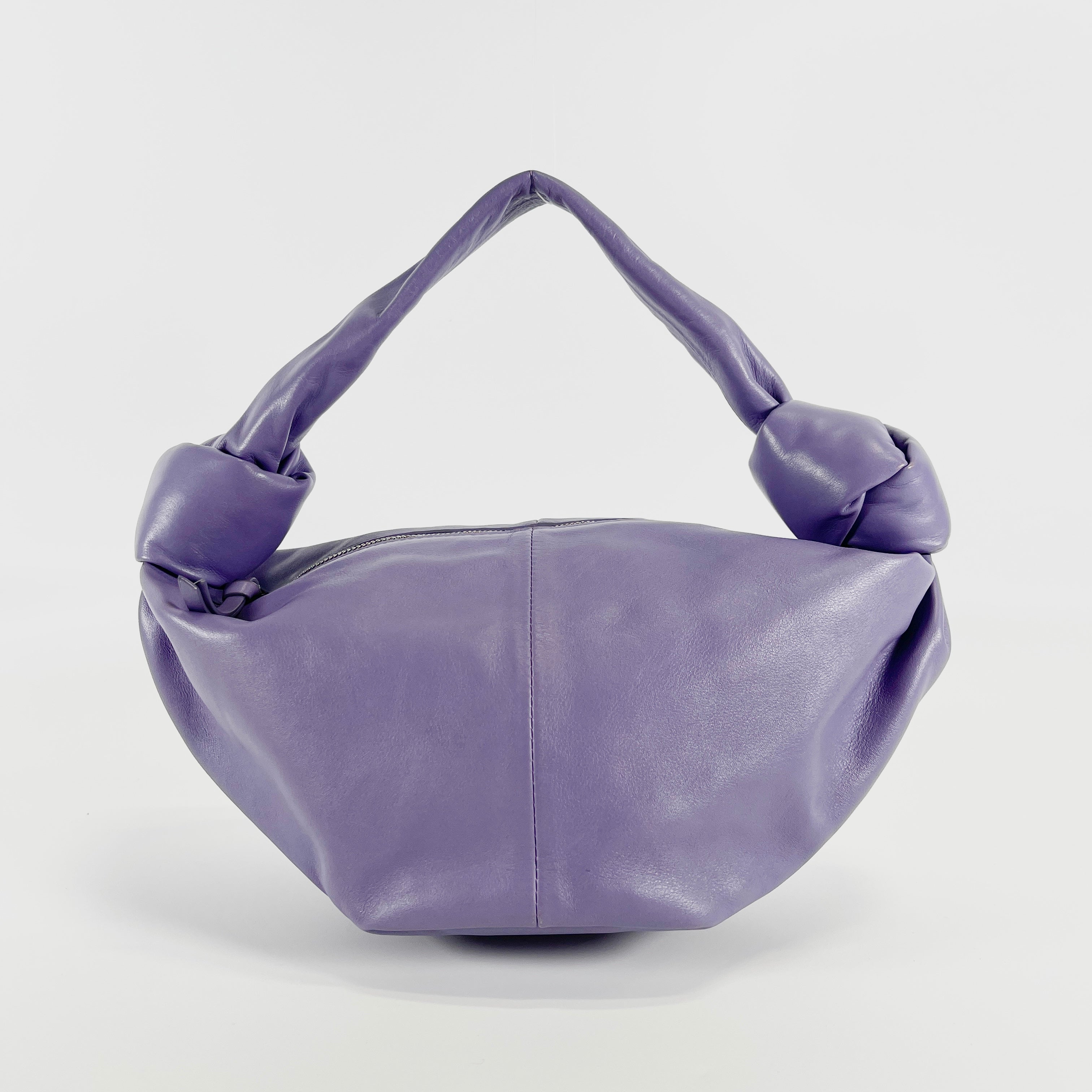 2602 secondhand BOTTEGAVENETA double mini leather hand bag purple