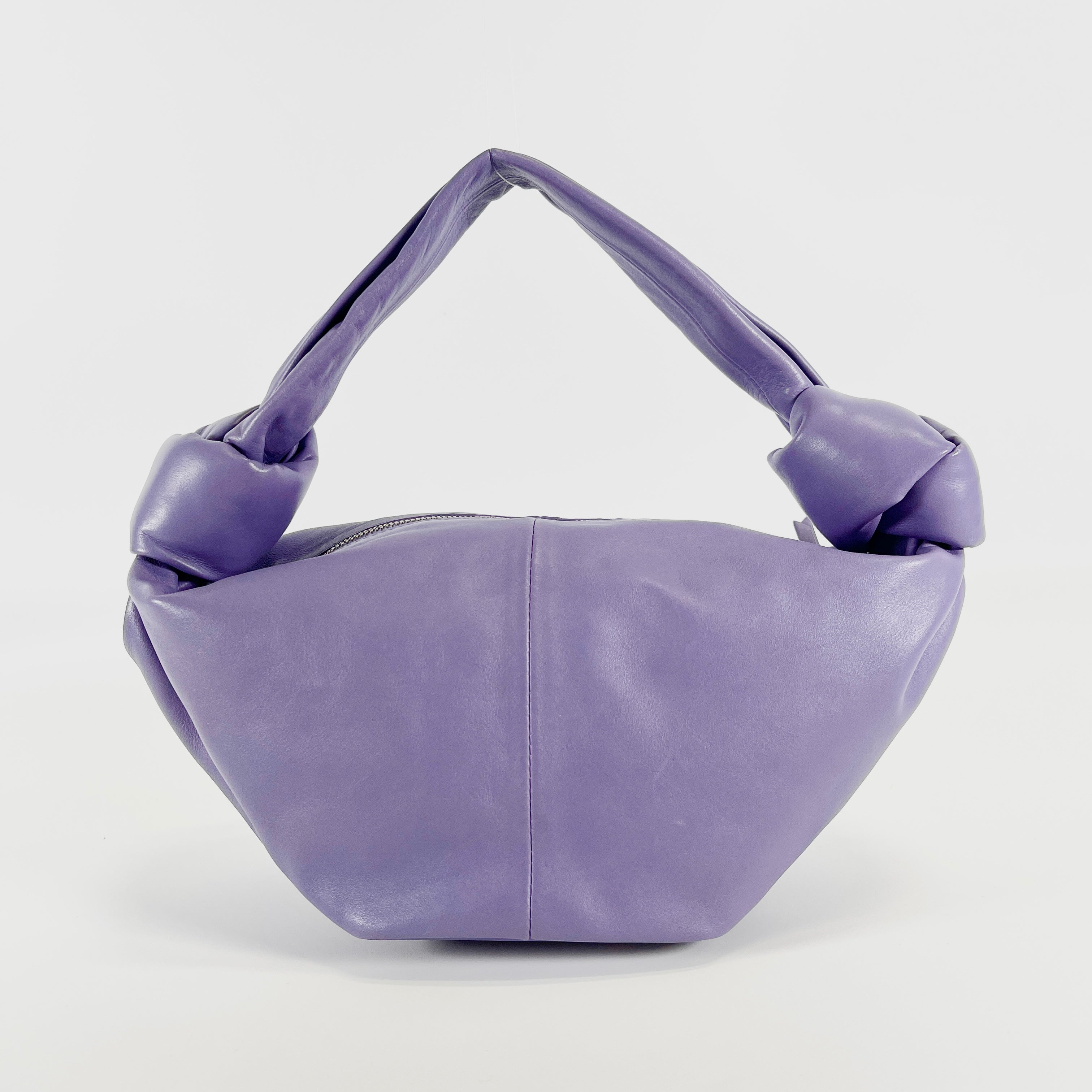 2602 secondhand BOTTEGAVENETA double mini leather hand bag purple