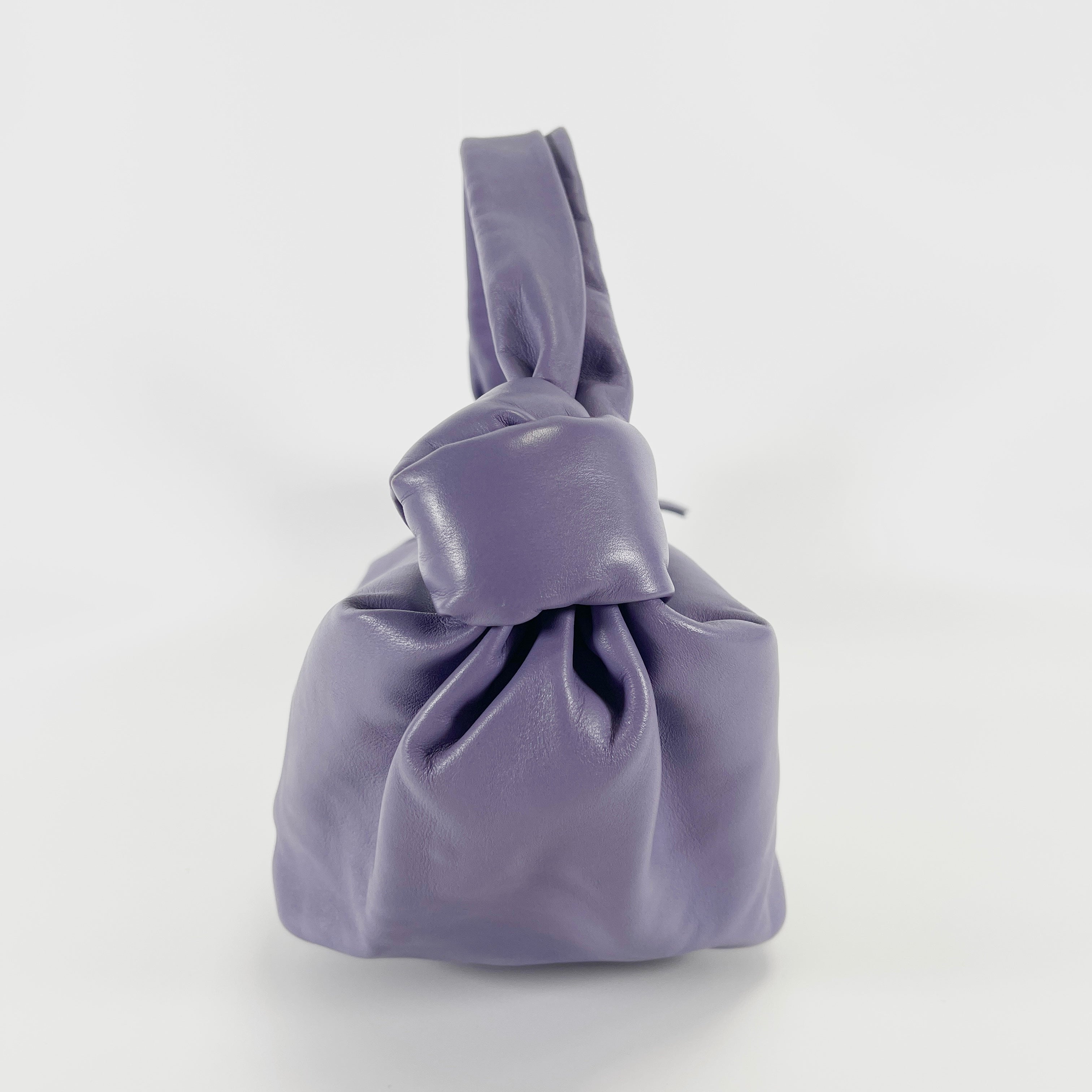 2602 secondhand BOTTEGAVENETA double mini leather hand bag purple