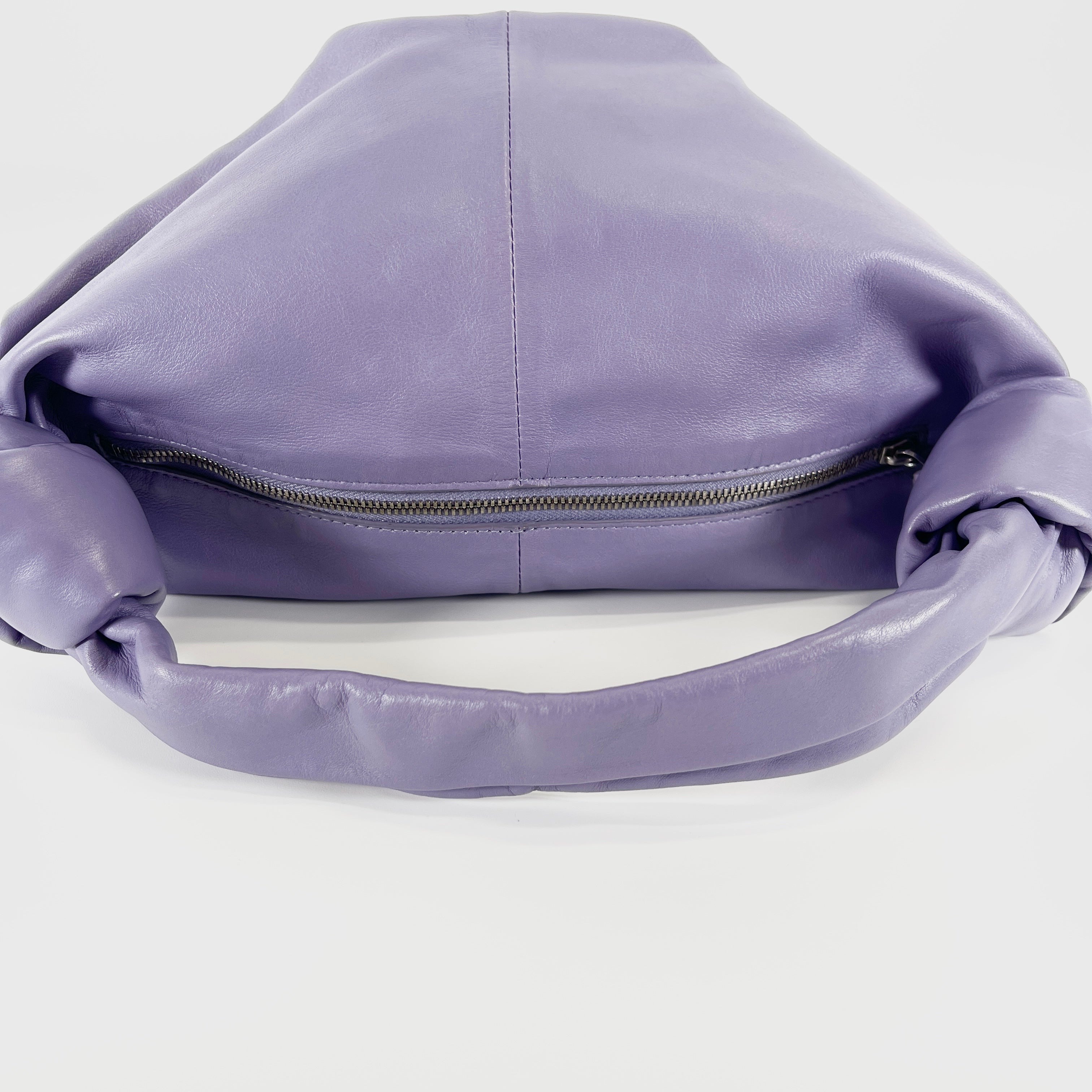 2602 secondhand BOTTEGAVENETA double mini leather hand bag purple