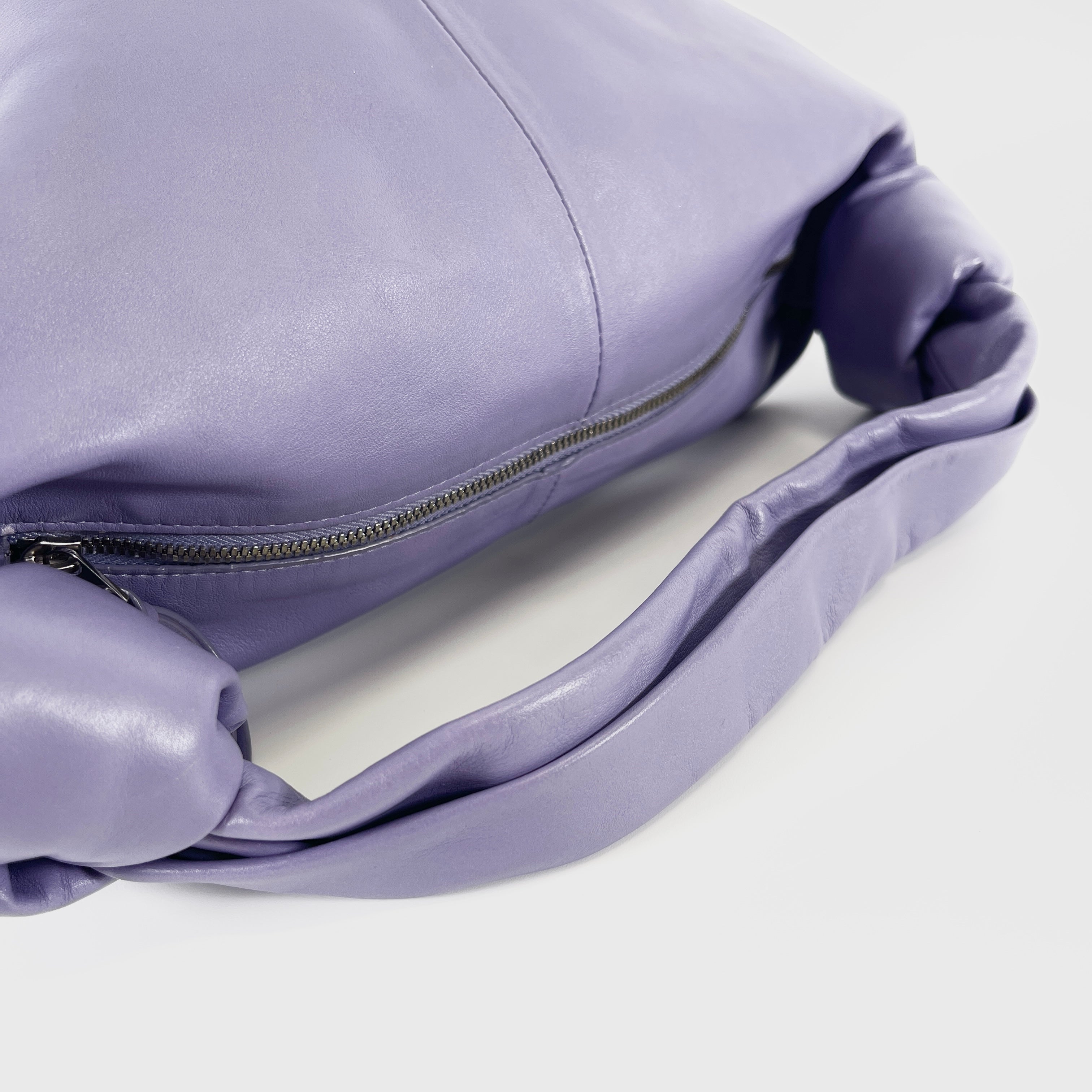 2602 secondhand BOTTEGAVENETA double mini leather hand bag purple