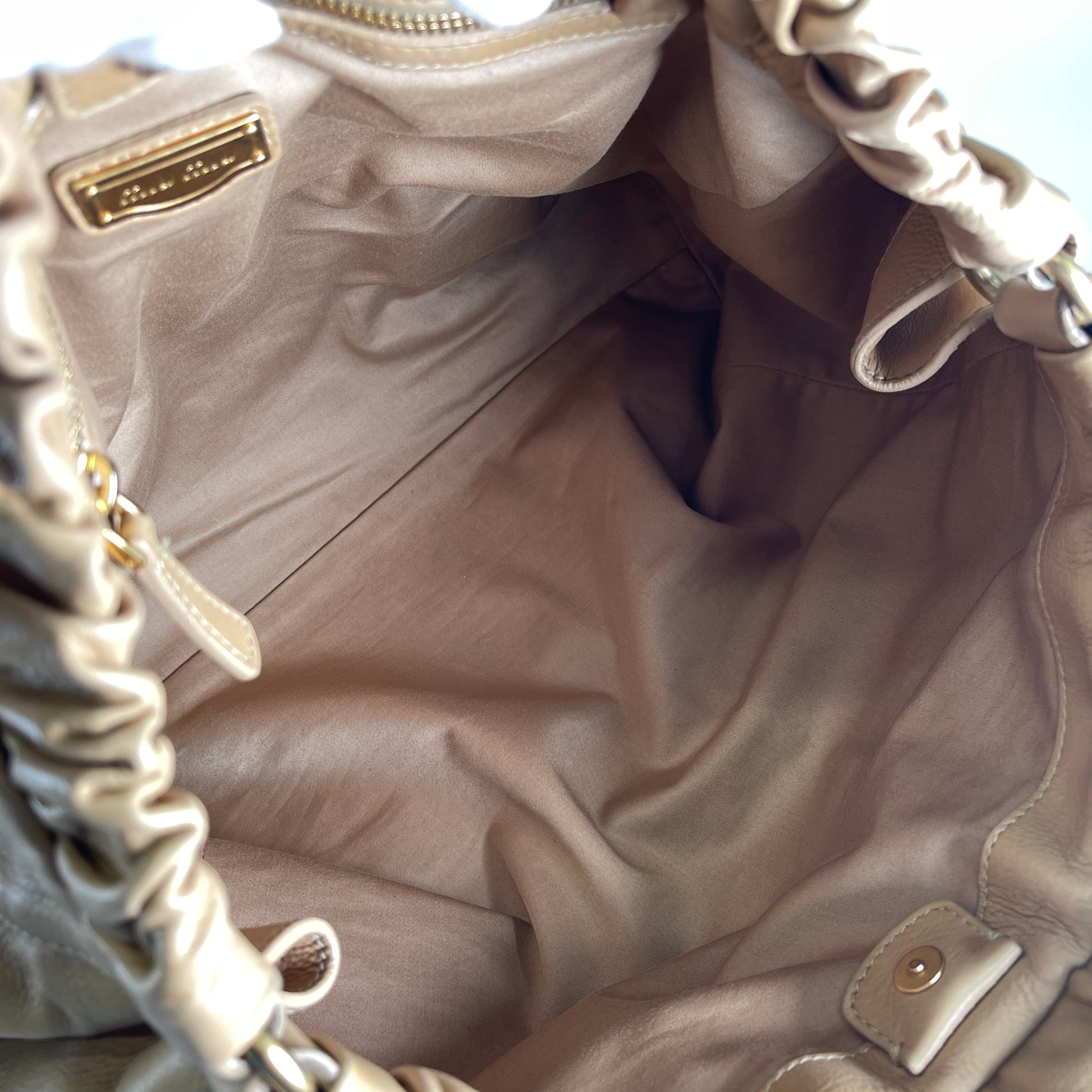 MIUMIU Vitello Lux Gathered Leather 2WAY Shoulder Bag