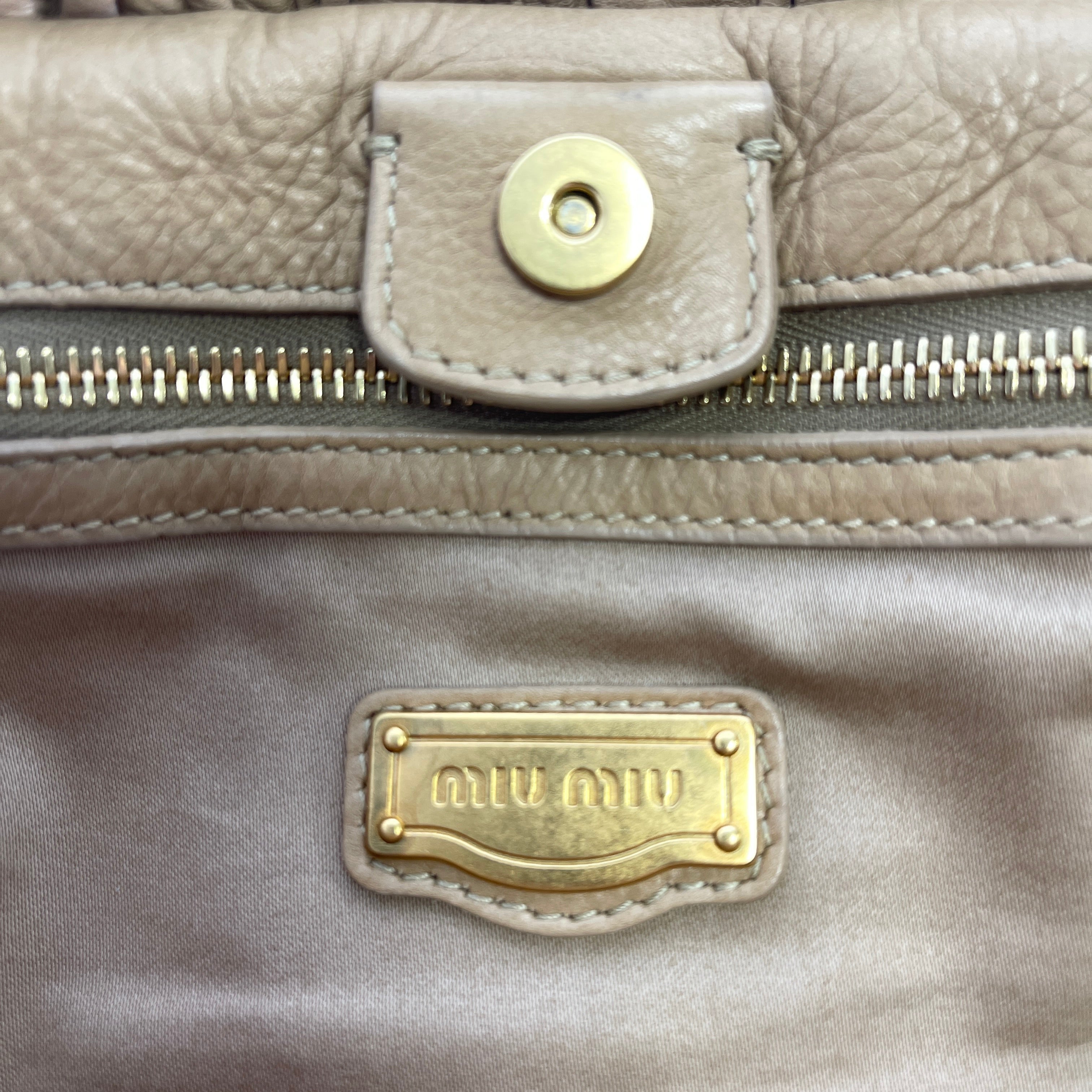 MIUMIU Vitello Lux Gathered Leather 2WAY Shoulder Bag