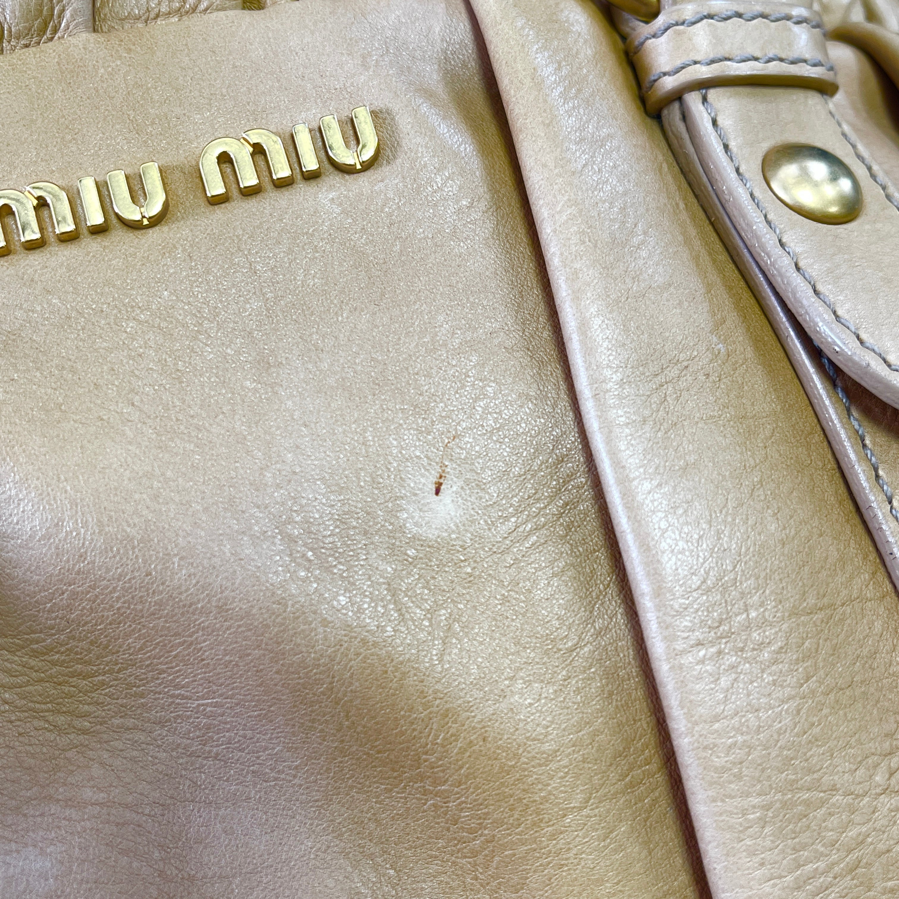 MIUMIU Vitello Lux Gathered Leather 2WAY Shoulder Bag
