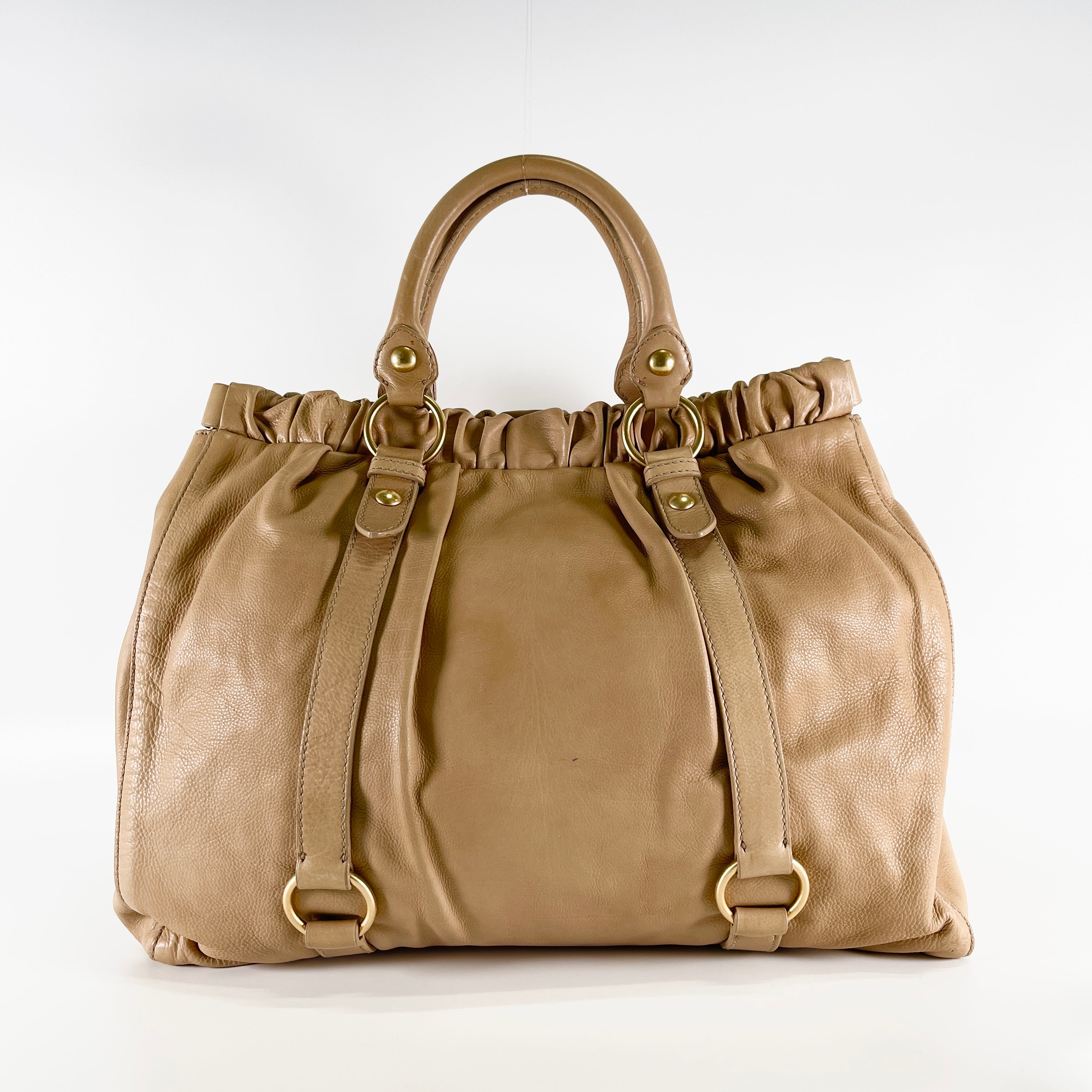 MIUMIU Vitello Lux Gathered Leather 2WAY Shoulder Bag