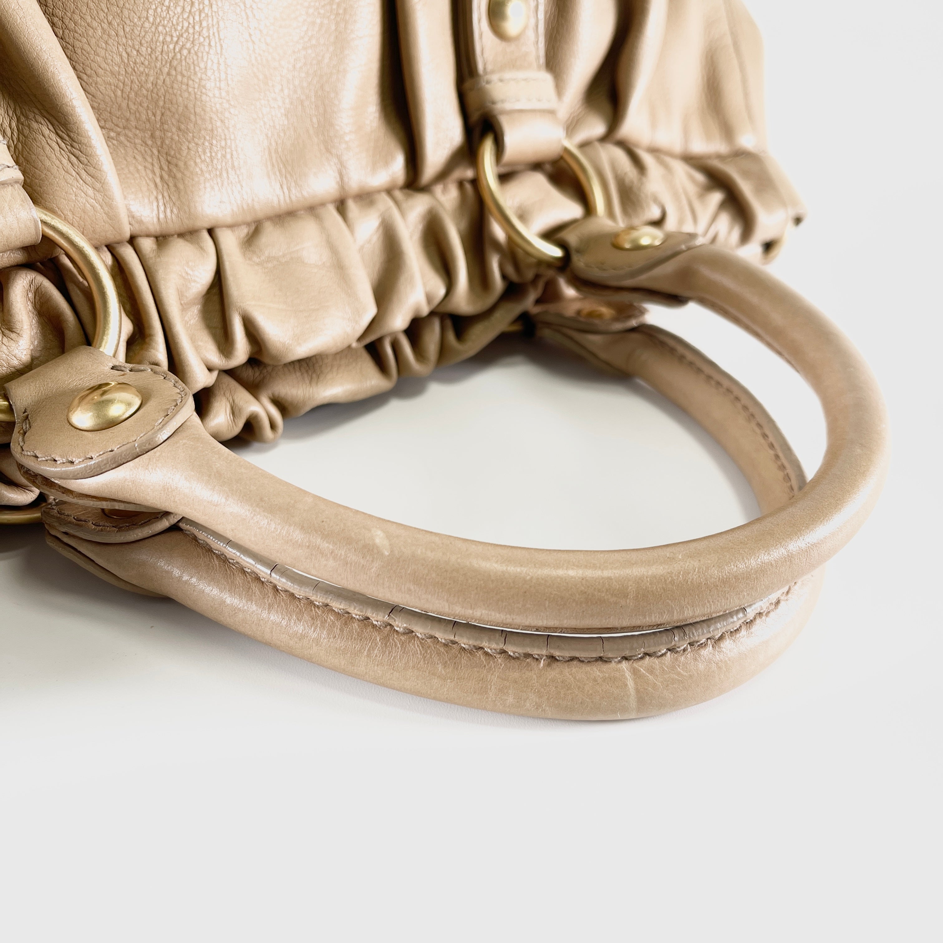MIUMIU Vitello Lux Gathered Leather 2WAY Shoulder Bag