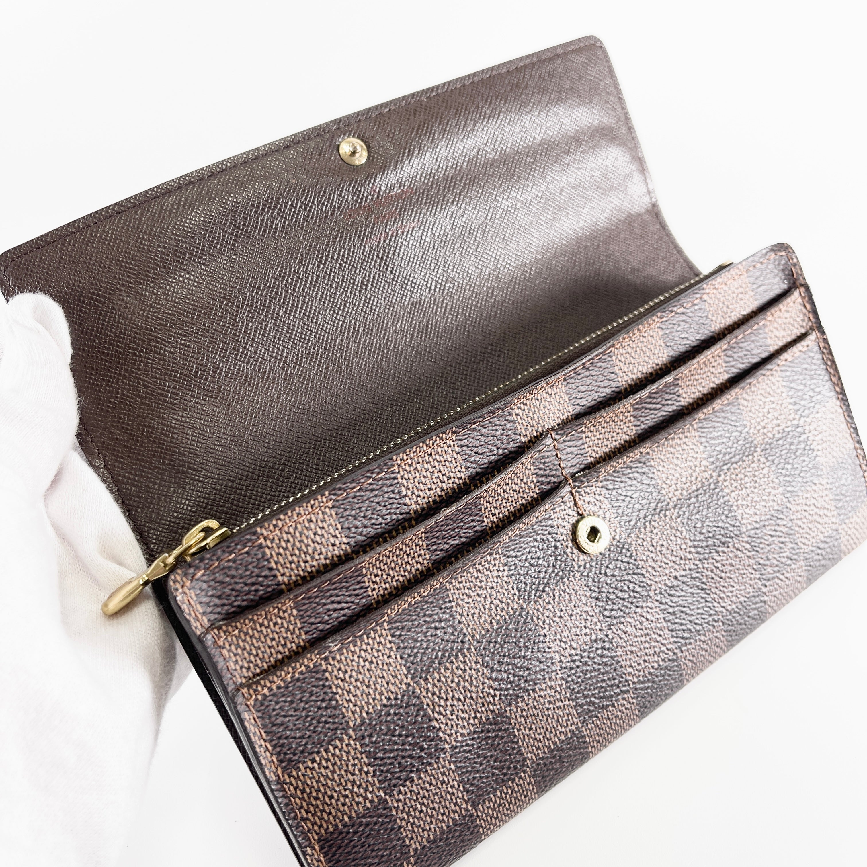 LOUIS VUITTON Damier Ebene Portefeuille Sarah Long Wallet