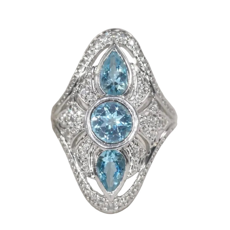 2606 secondhand K14WG Aquamarine / Diamond 6.78ｇ