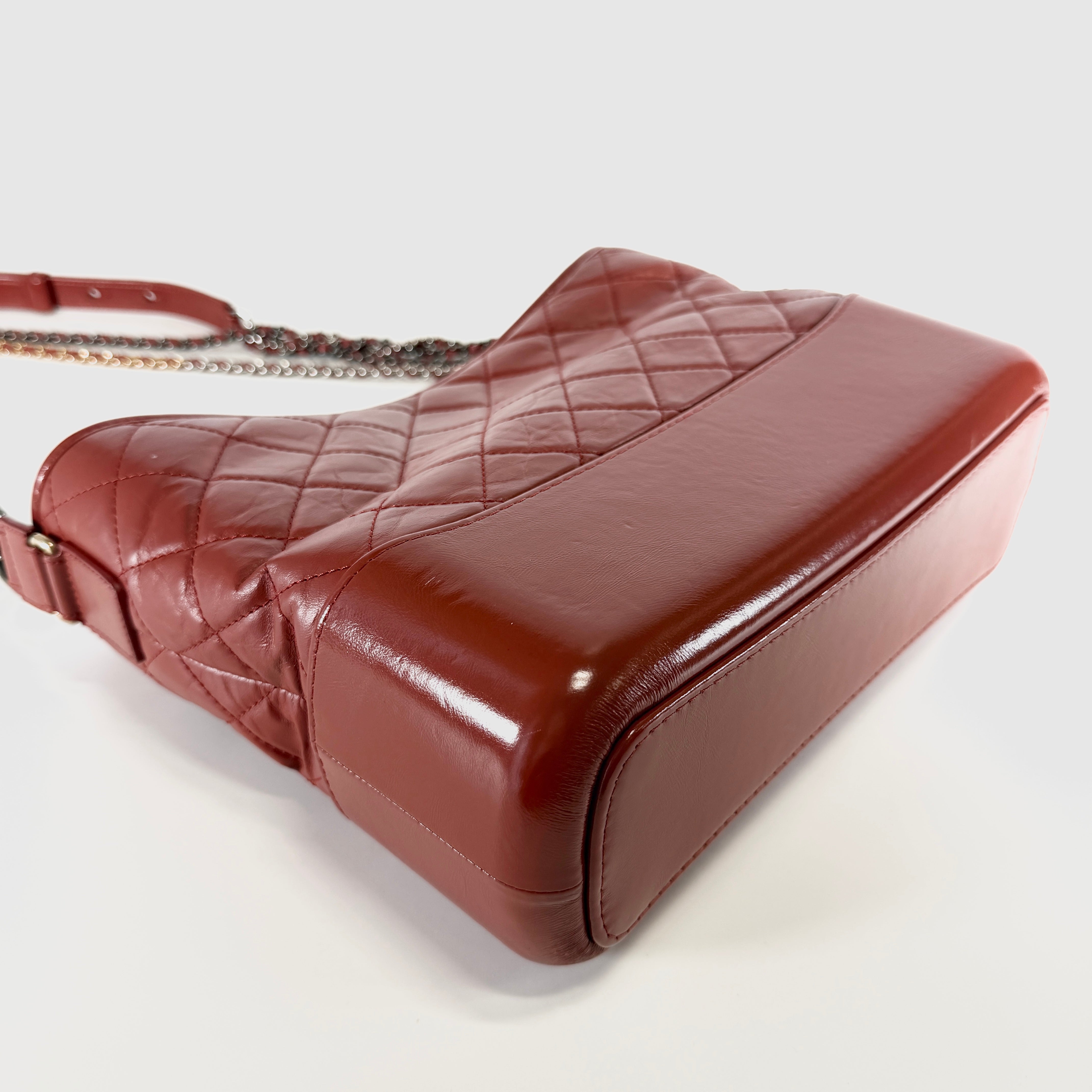 2607 secondhand CHANEL Gabriel Do calf Chain Shoulder Bag Brown gold metal fittings 26041814 26