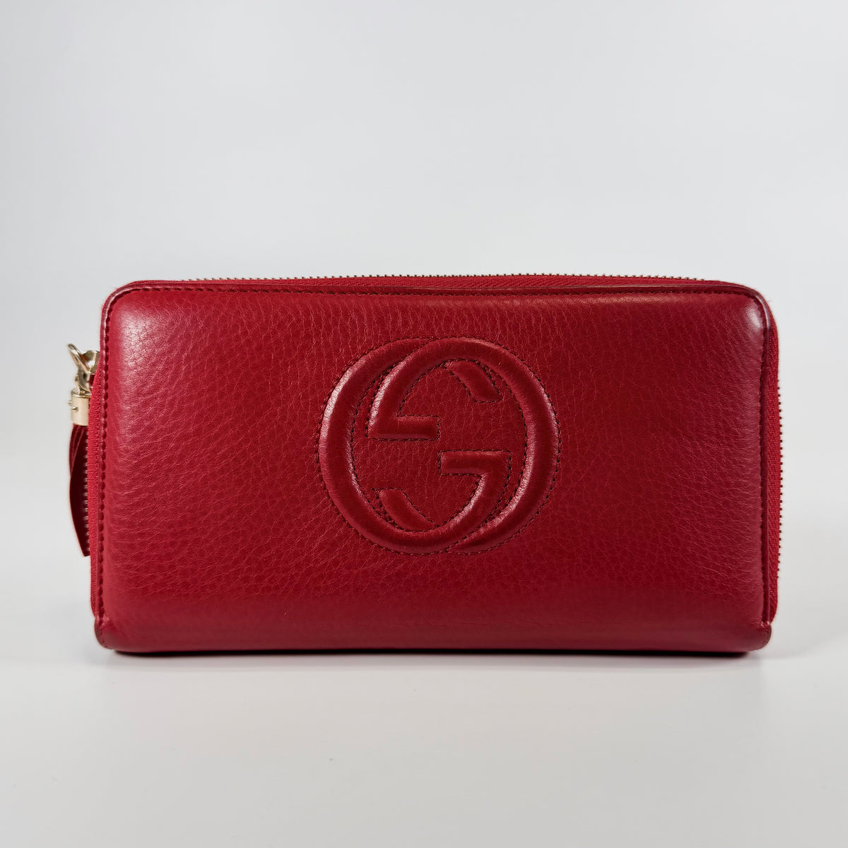 2607 secondhand GUCCI Soho 308280 leather Round Zip Wallet Red