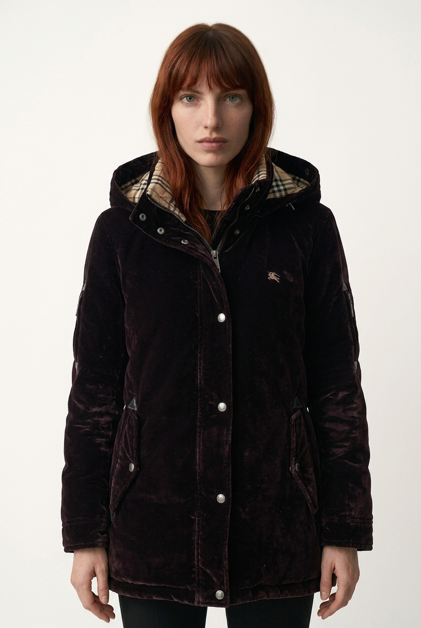 2606 secondhand BURBERRY Down jacket coat black Label velvet down jacket