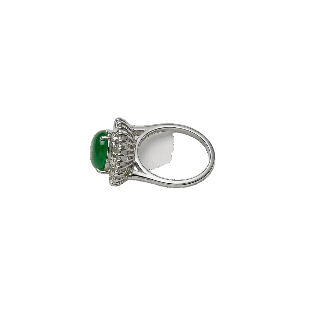 2607 secondhand Pt900 ring Jadeite/D 0.42ct Total 6.5g